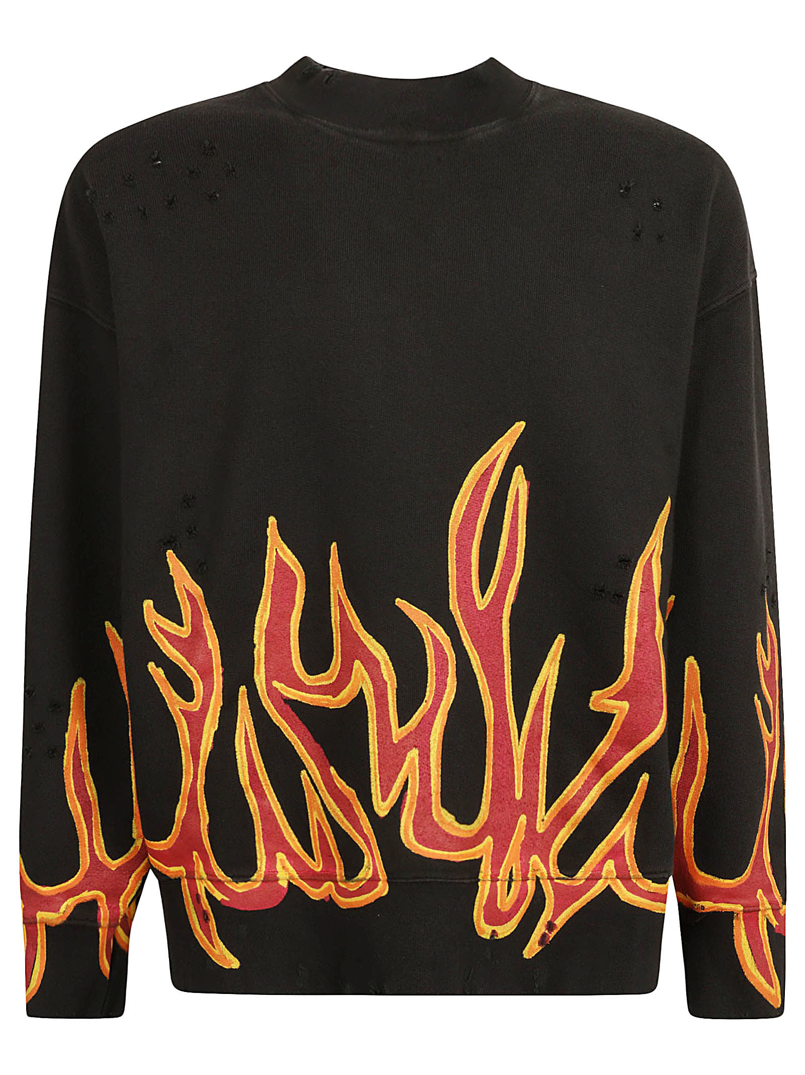 Palm Angels Flames Graffiti Crewneck Sweatshirt