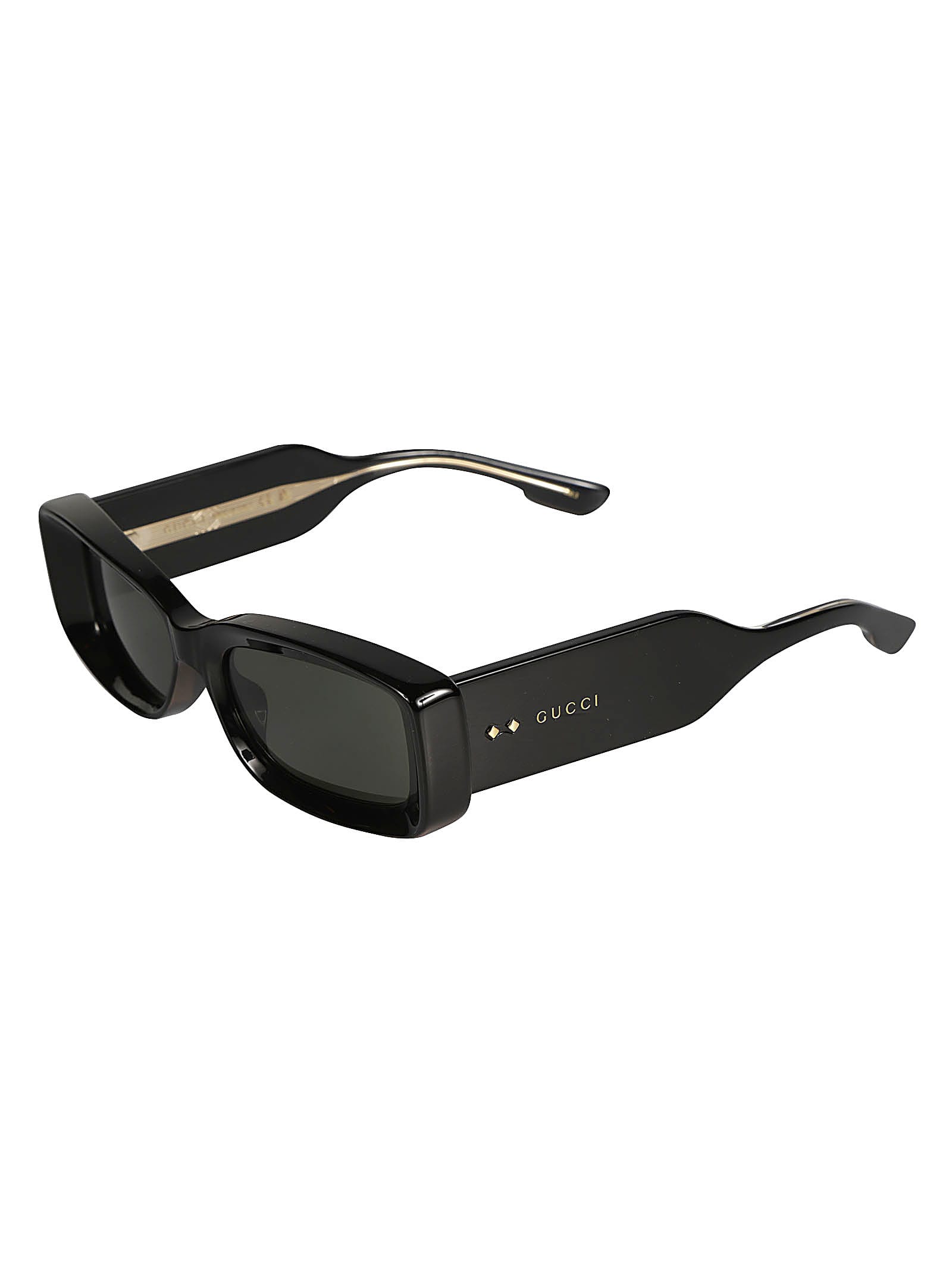 Shop Gucci Rectangle Thick Sunglasses In Black