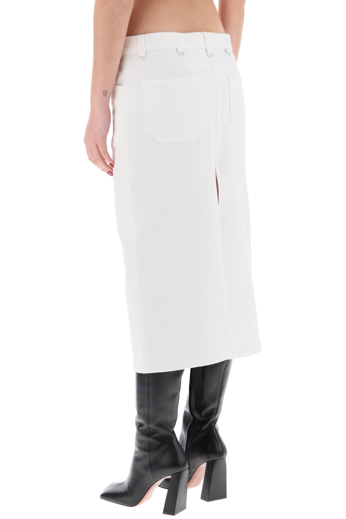 Shop Courrèges Denim Midi Skirt With Multif In Heritage White (white)