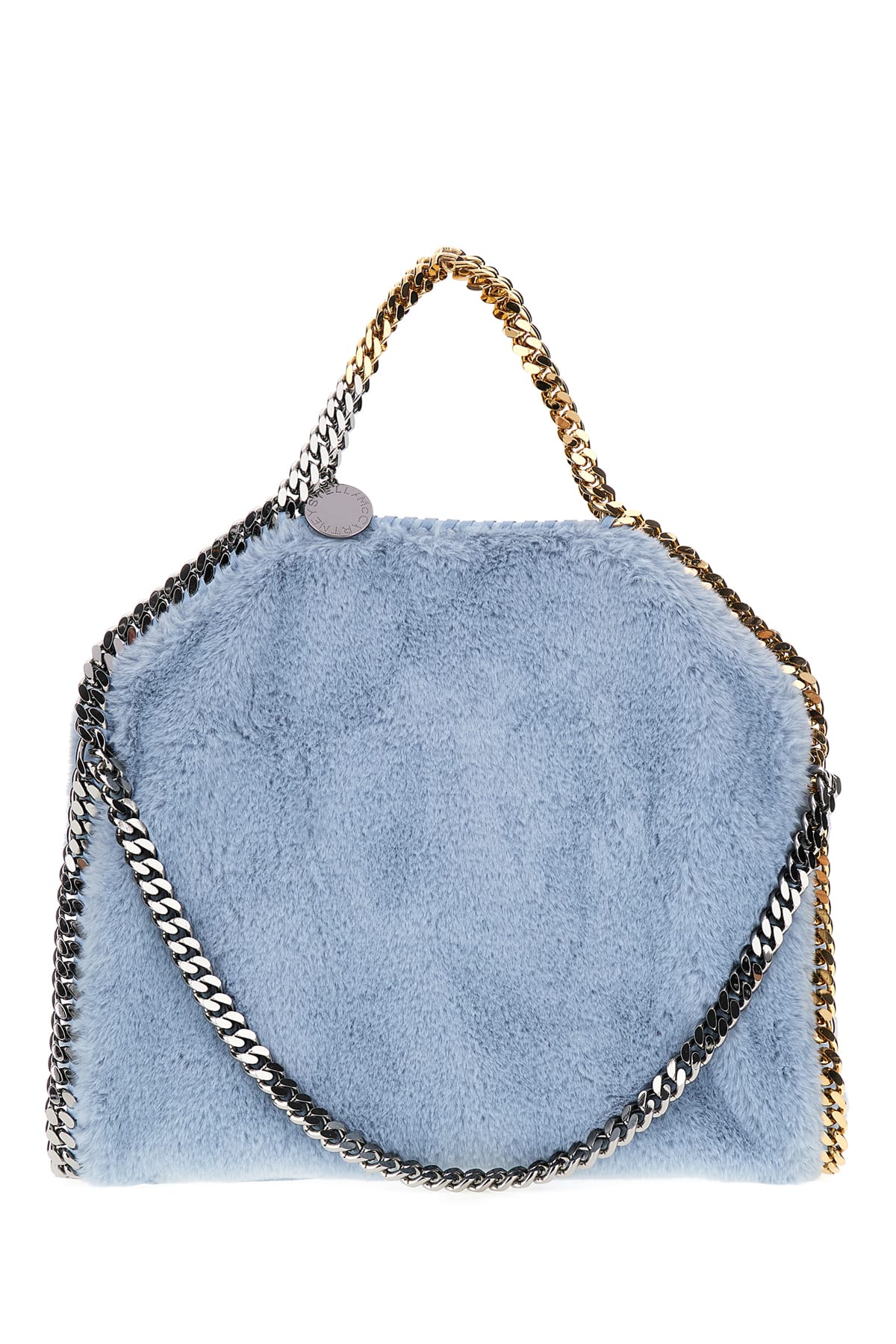 Shop Stella Mccartney Powder Blue Synthetic Fur Falabella Handbag In 4850