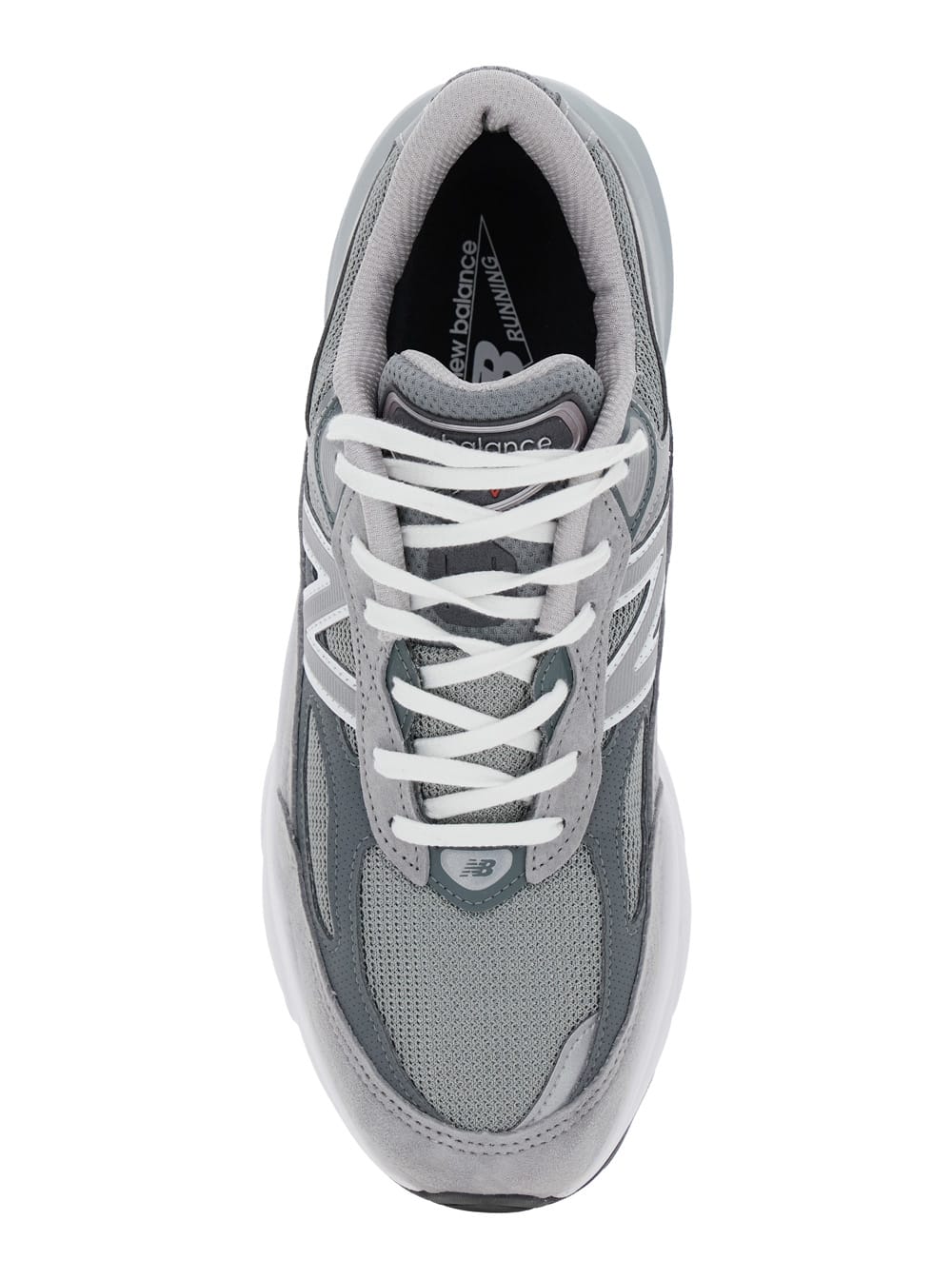 Shop New Balance Grey Low Top Sneakers With Logo Detail In Suede And Tech Fabric Man