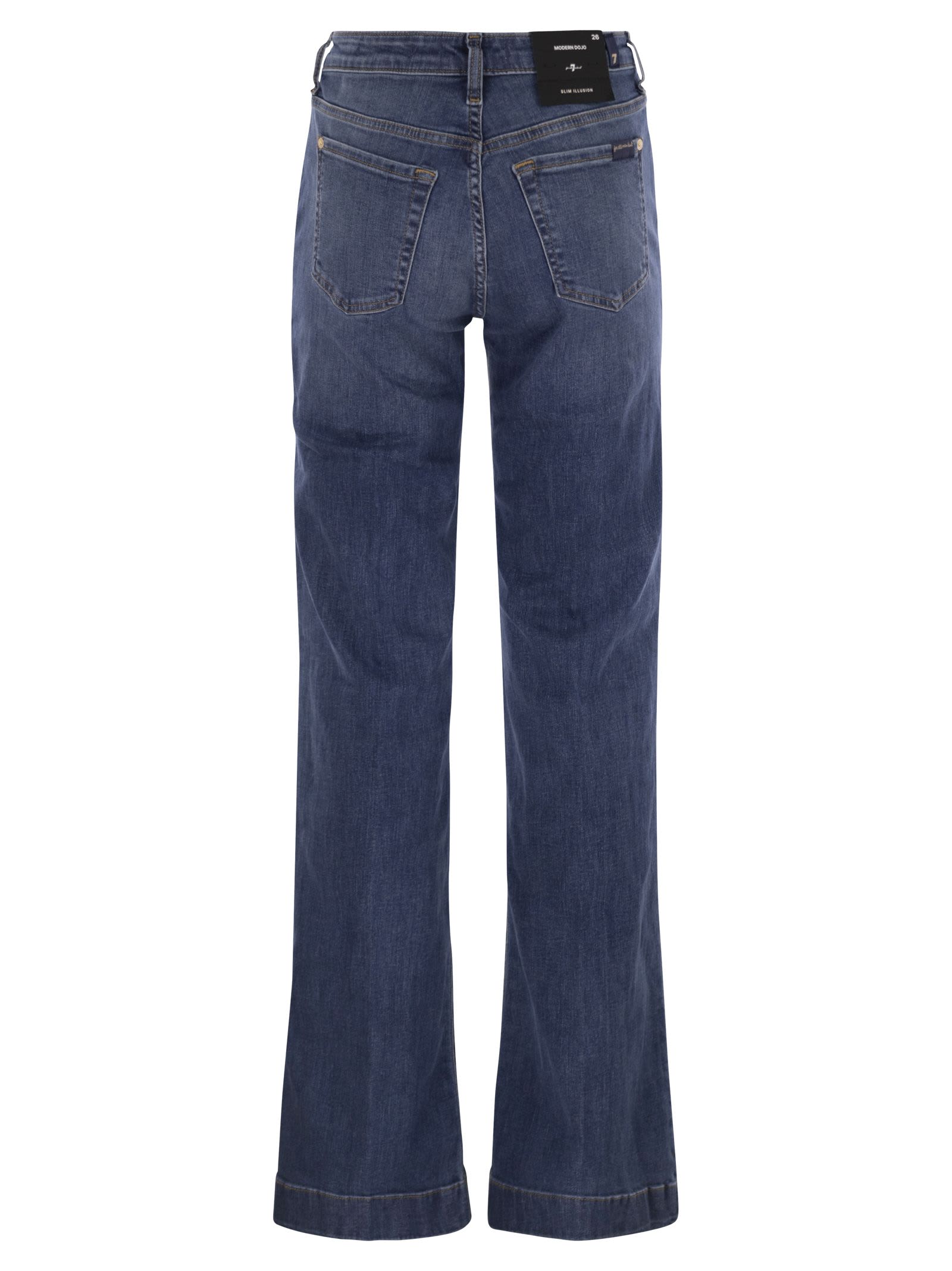 7 For All Mankind Modern Dojo - High-waisted Flared Jeans In Blue