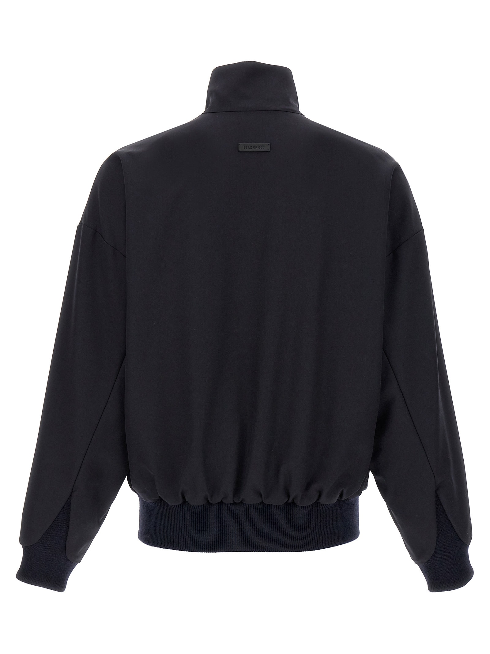 Fear Of God High-necked Jacket With Ribbed Cuffs And Hem In Blue