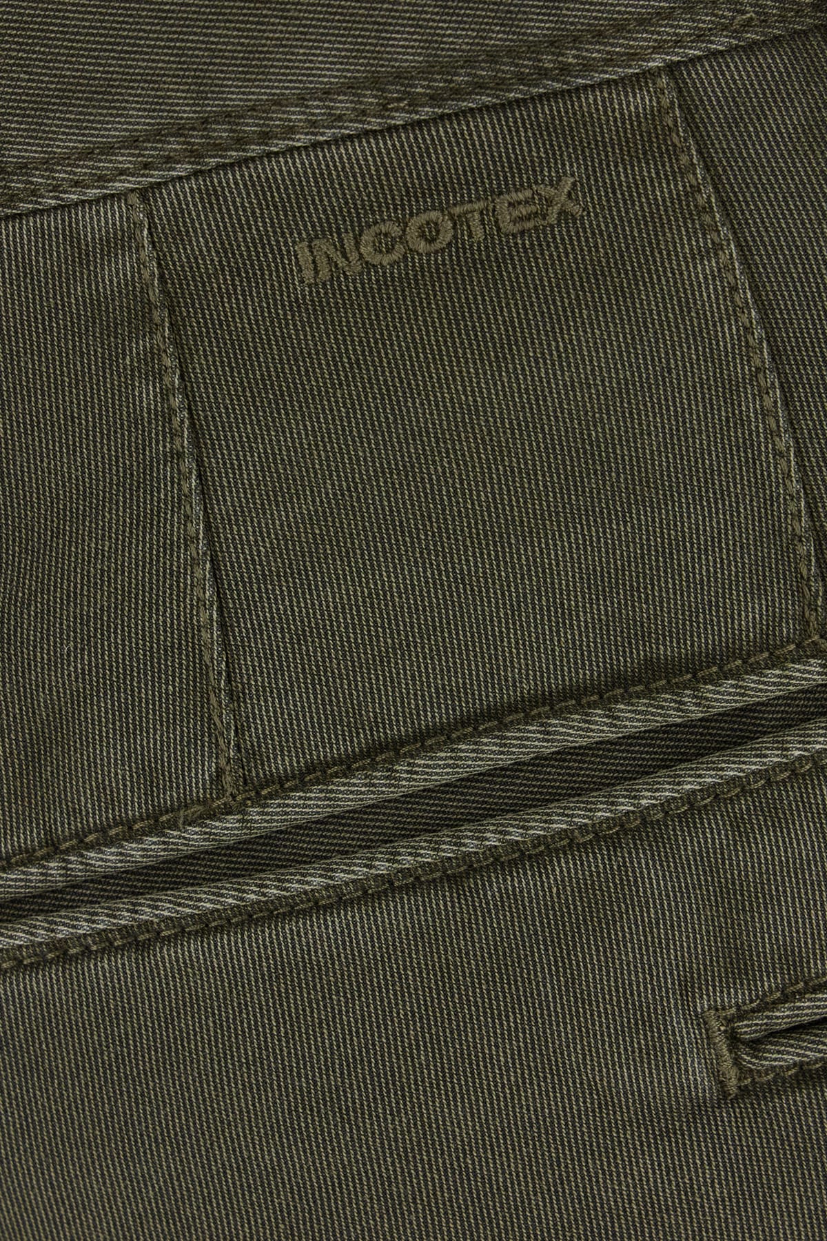 Incotex Stretch Cotton Trousers With Pockets And Loops In Verde