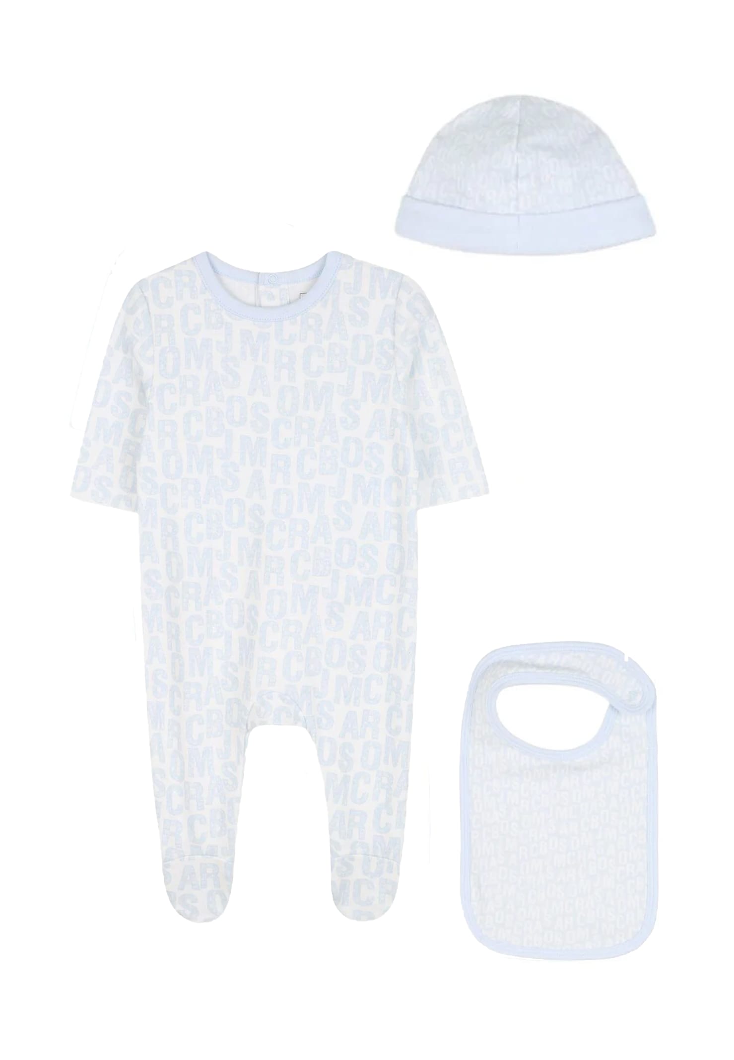 Marc Jacobs Light Blue Babygrow Set For Baby Boy With Logo In Gray