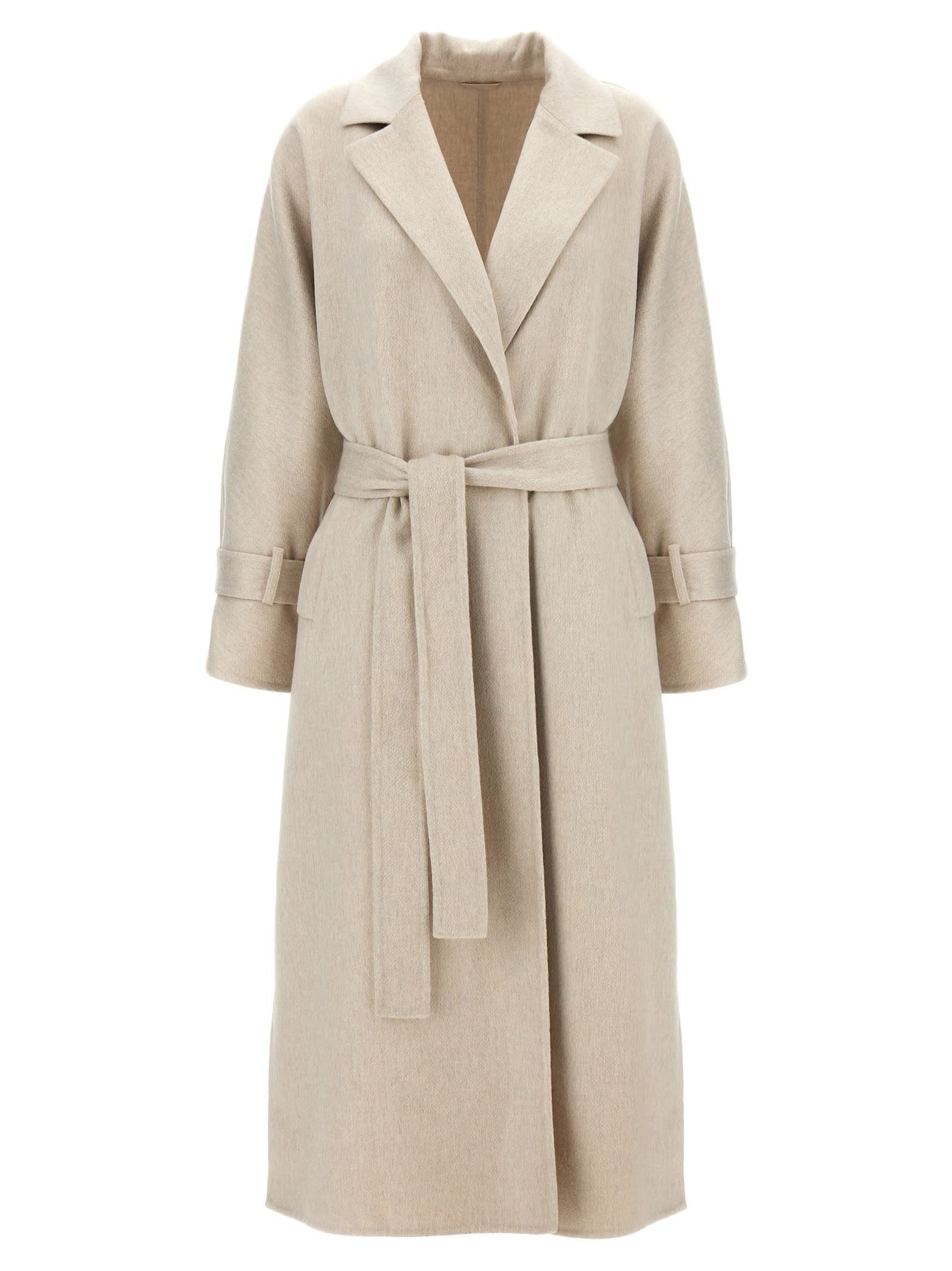 Shop Brunello Cucinelli Belted Coat In Gray