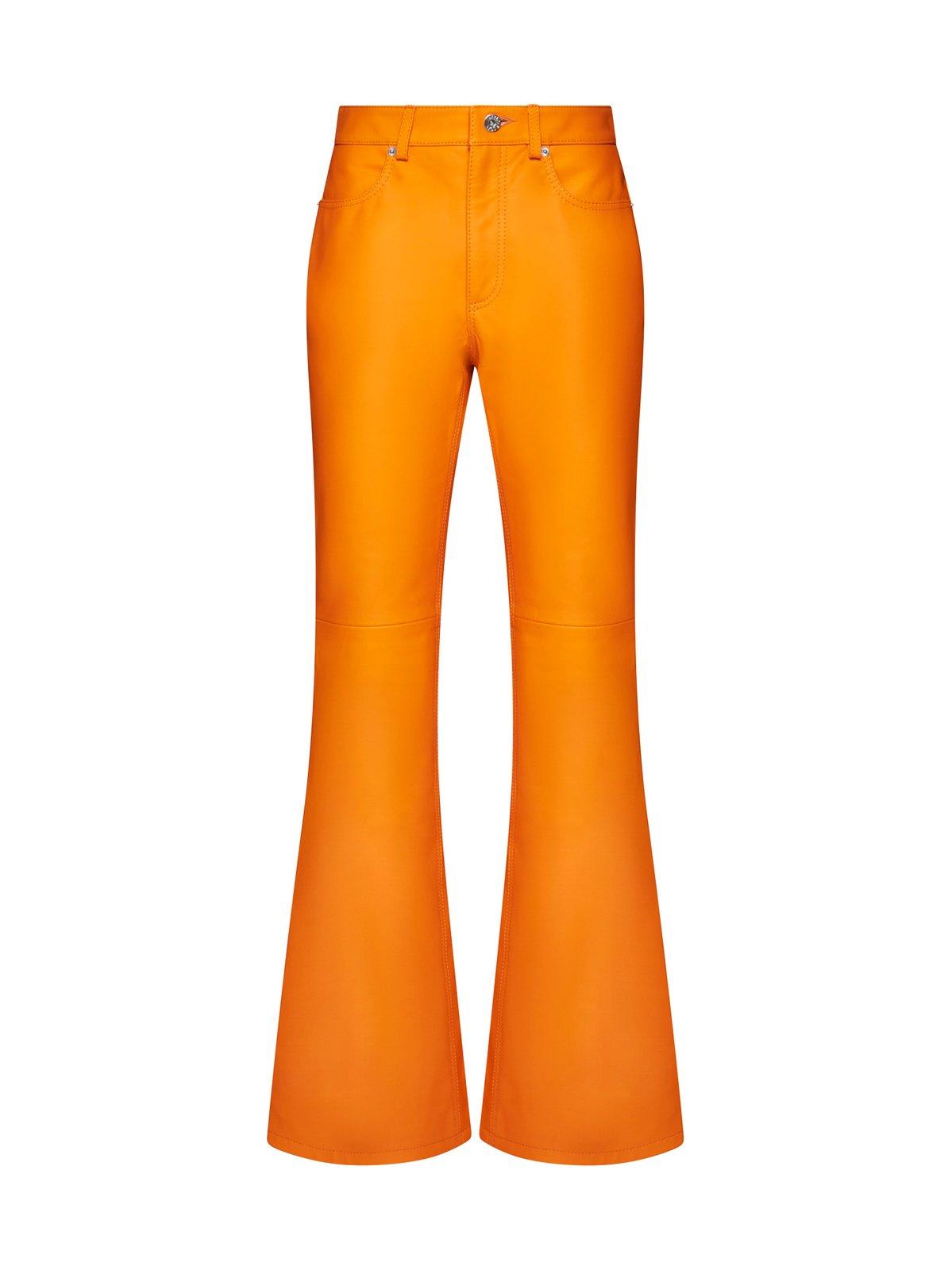 Shop Jw Anderson High-waisted Leather Bootcut Trousers In Orange