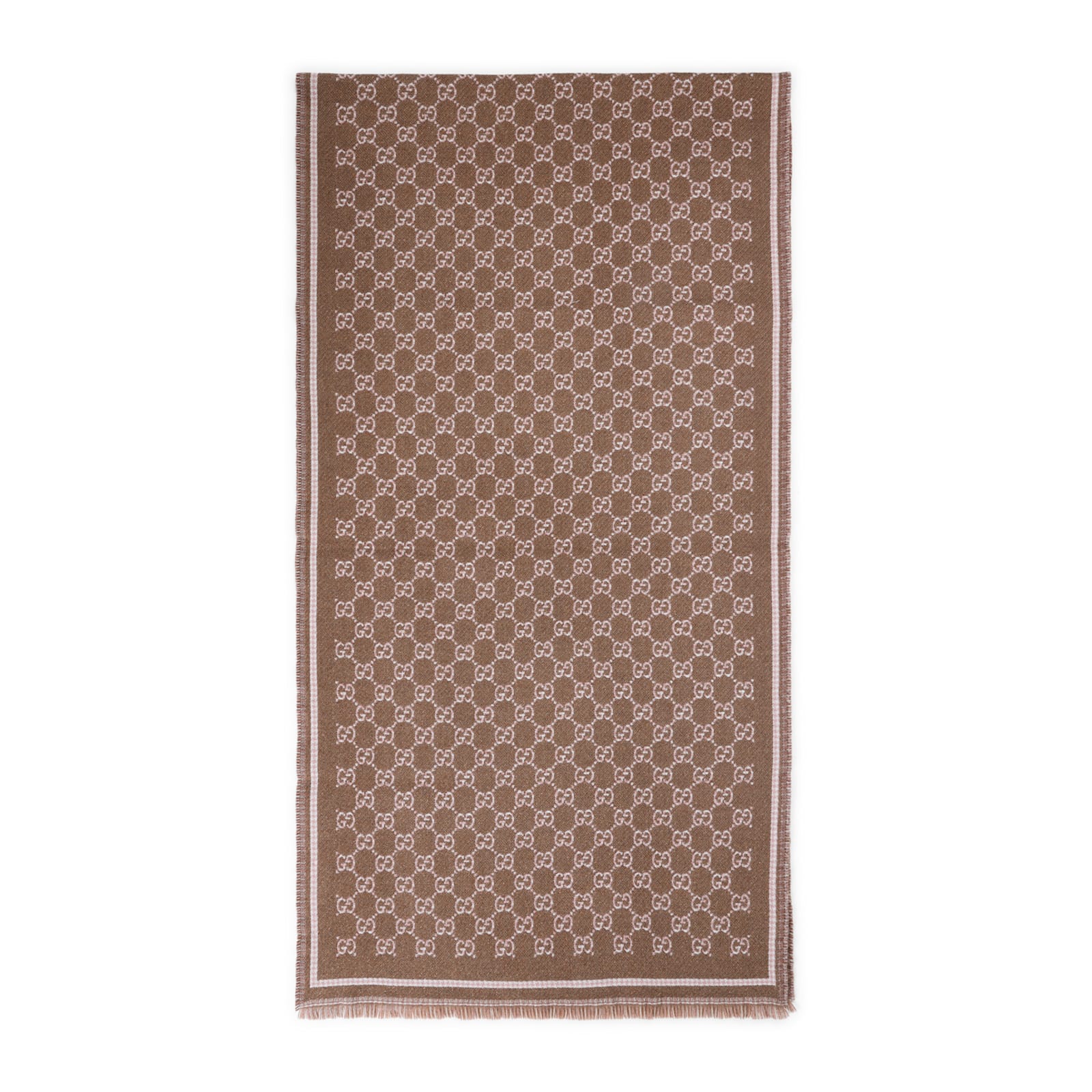 Gucci Brown Signature Pattern Scarf In Multi
