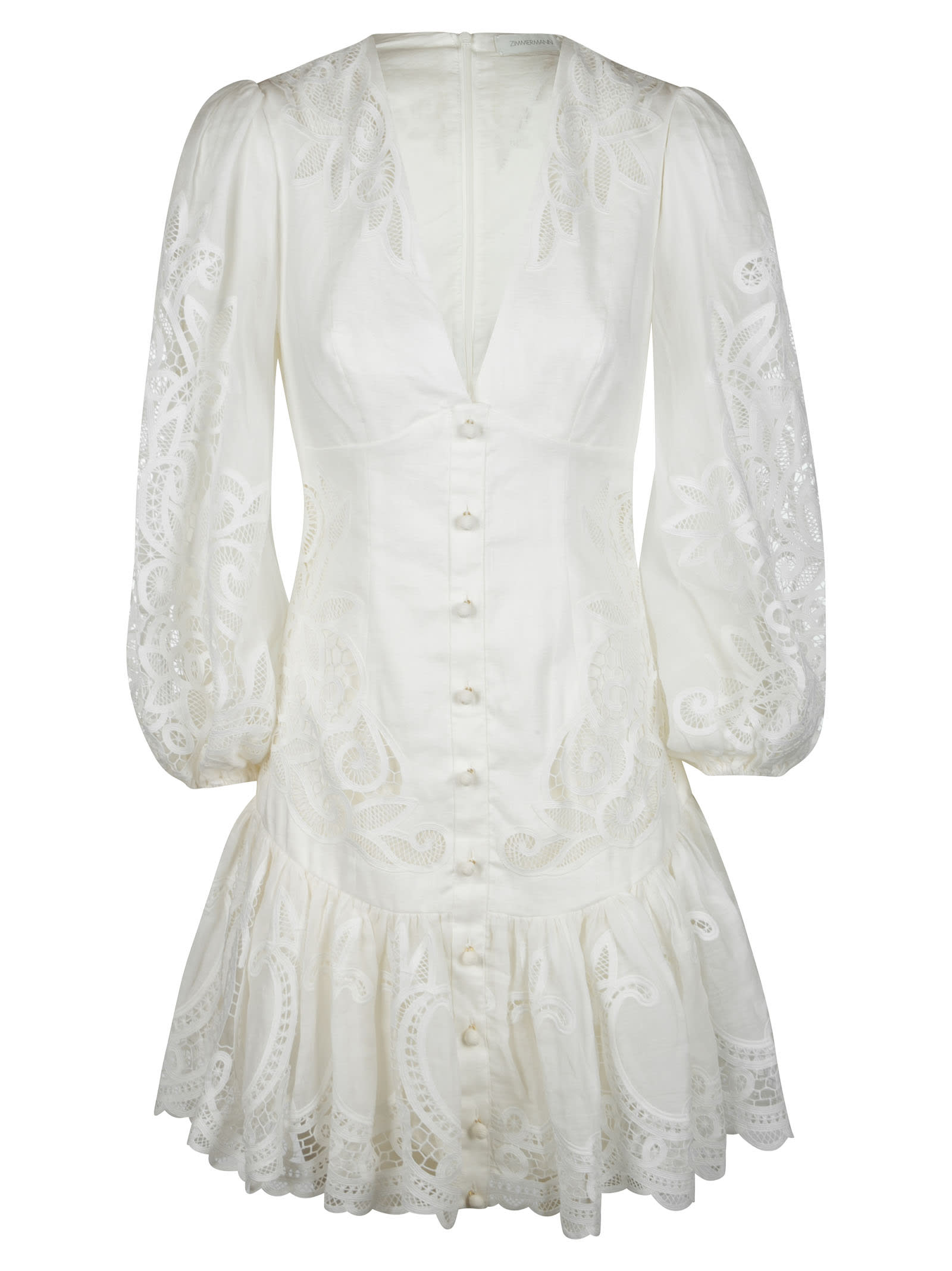 Zimmermann Mae Lace Mini Dress In White ...