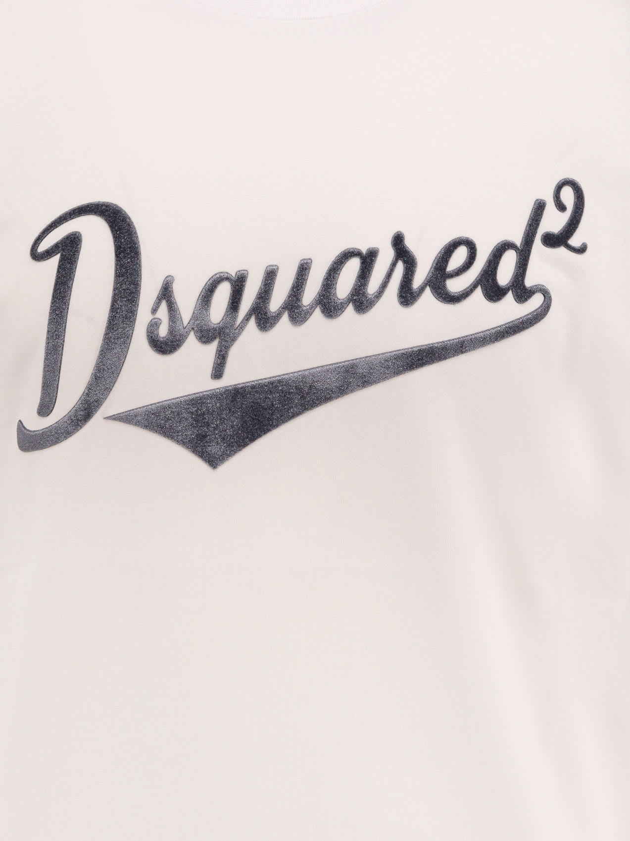 Dsquared2 White T-shirt With Logo Print On The Front In Cotton Man In White