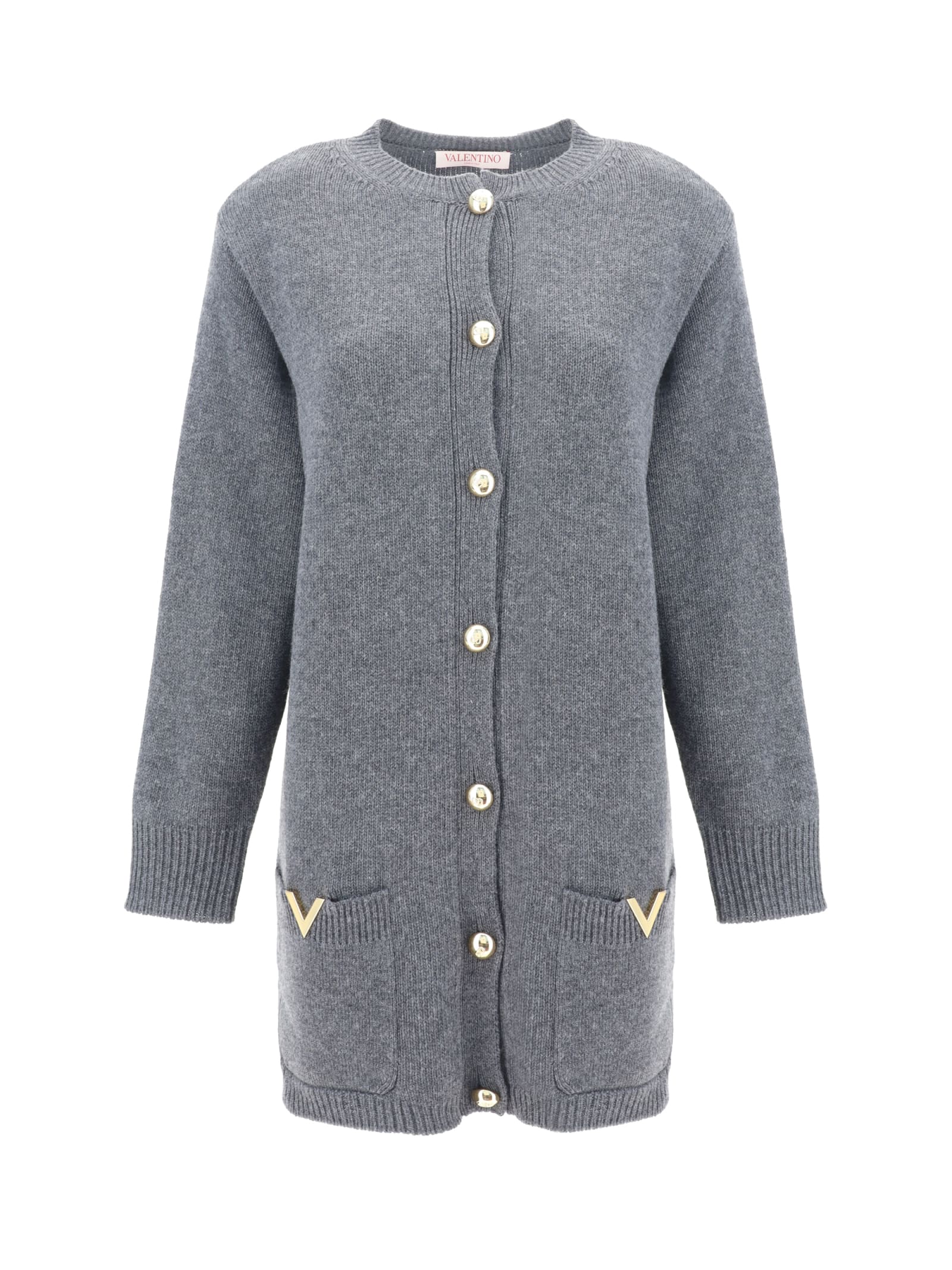 Shop Valentino Cardigan In Grey