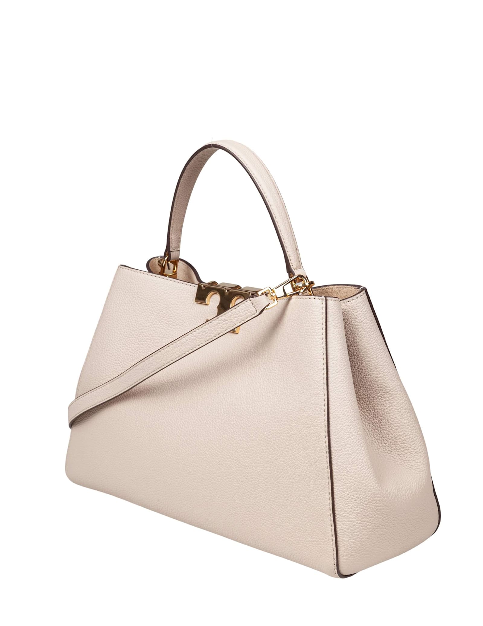 Tory Burch Eleanor Satchel Leather Bag In Stone In Neutral