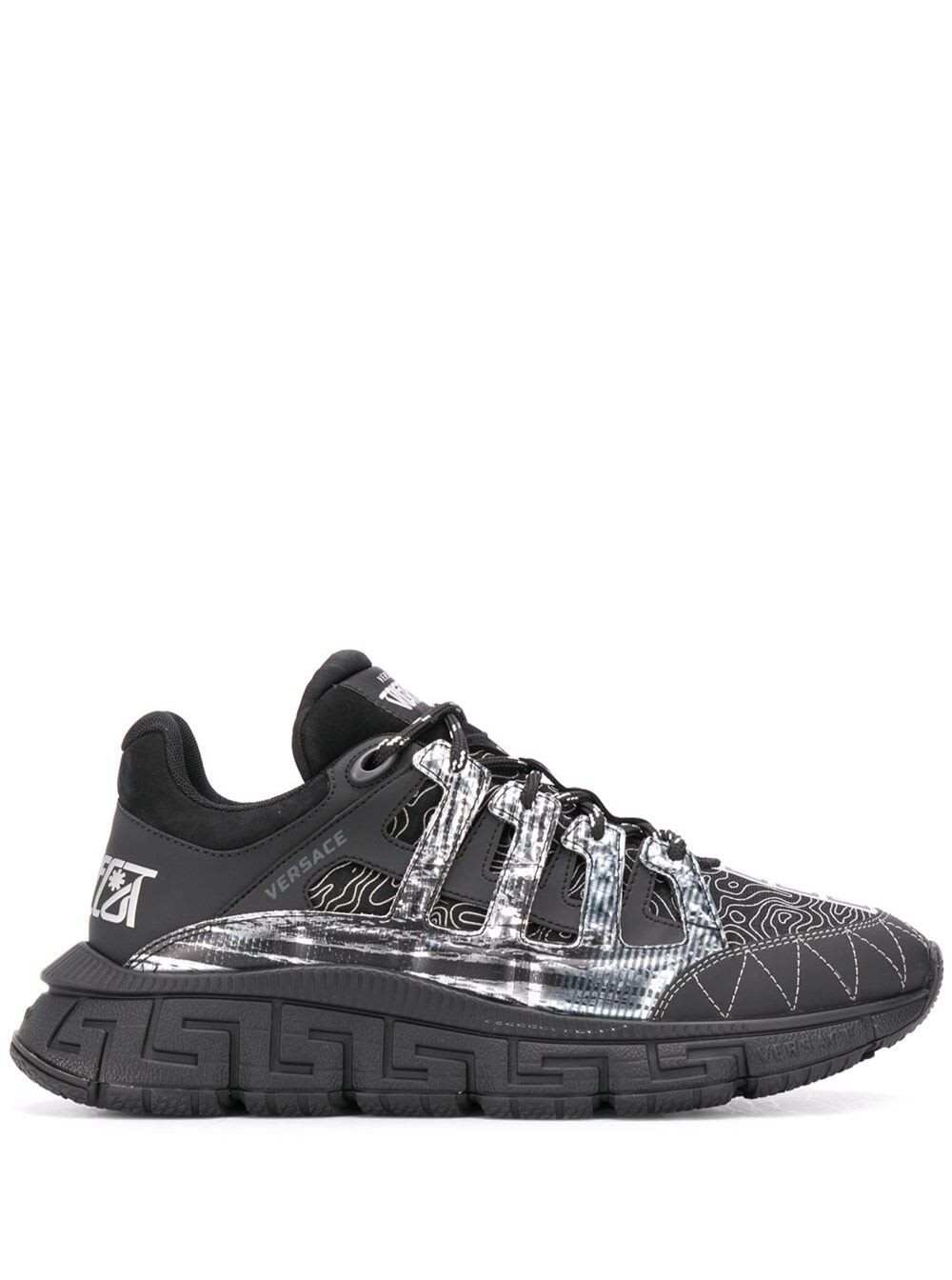 Shop Versace Tigreca Mix Of Materials Multicolor Sneakers With Print  Man In Black
