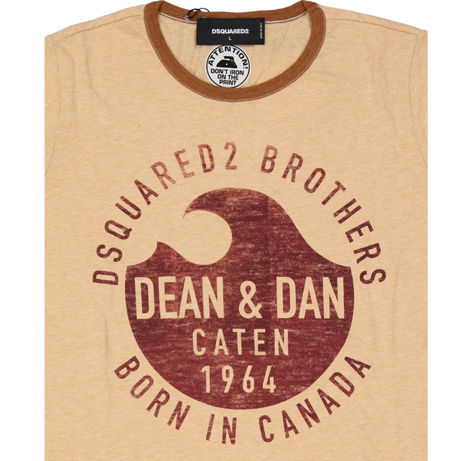 Dsquared2 Cotton Logo T-shirt Men In Beige