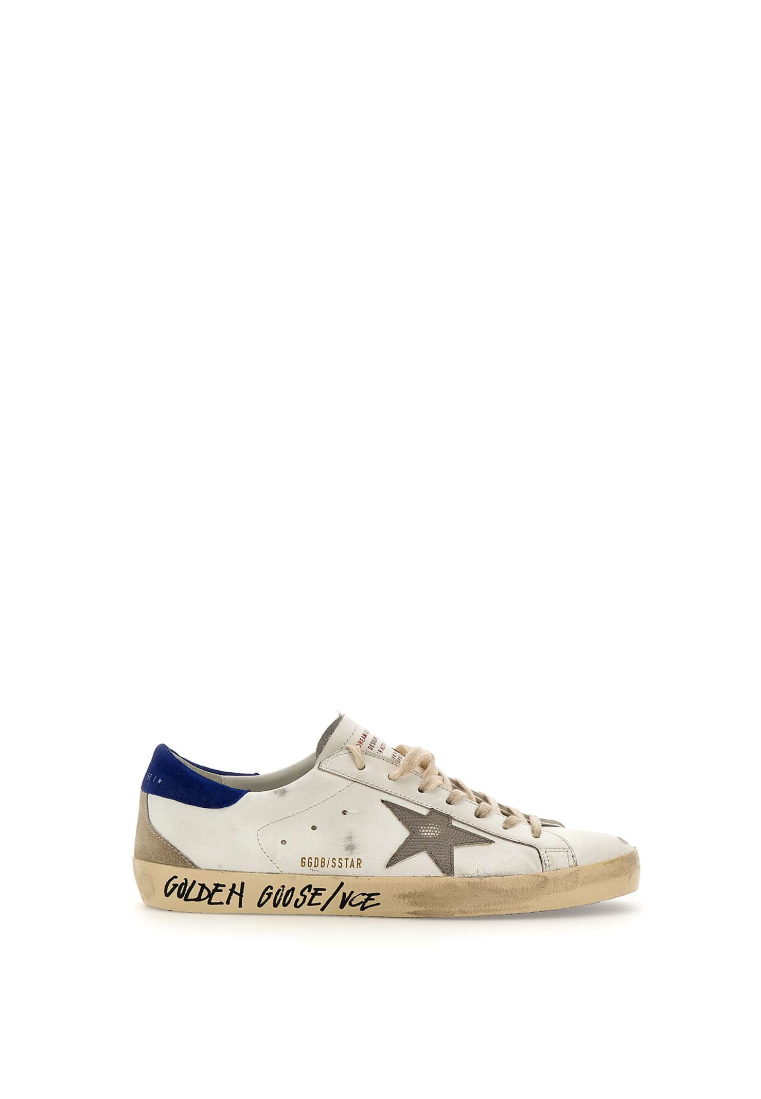 Golden Goose Super Star Classic Trainers In White-grey-blue