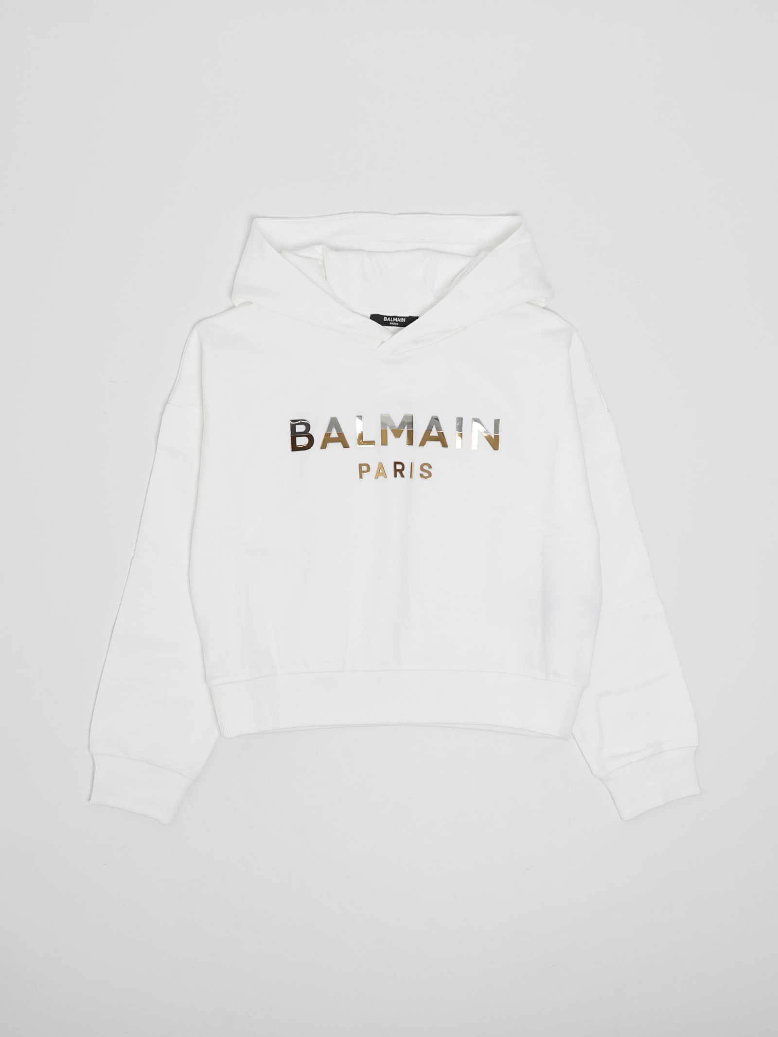 Shop Balmain Hoodie Sweatshirt In Bianco
