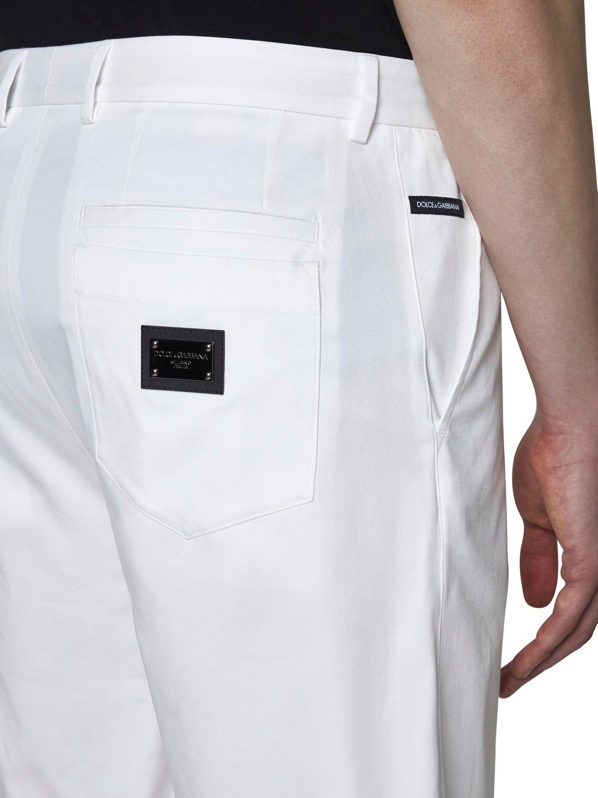 Shop Dolce & Gabbana Branded Tag Shorts In Bianco