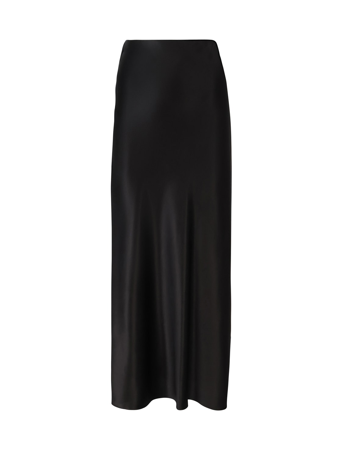 Shop Saint Laurent Long Skirt In Satin In Black