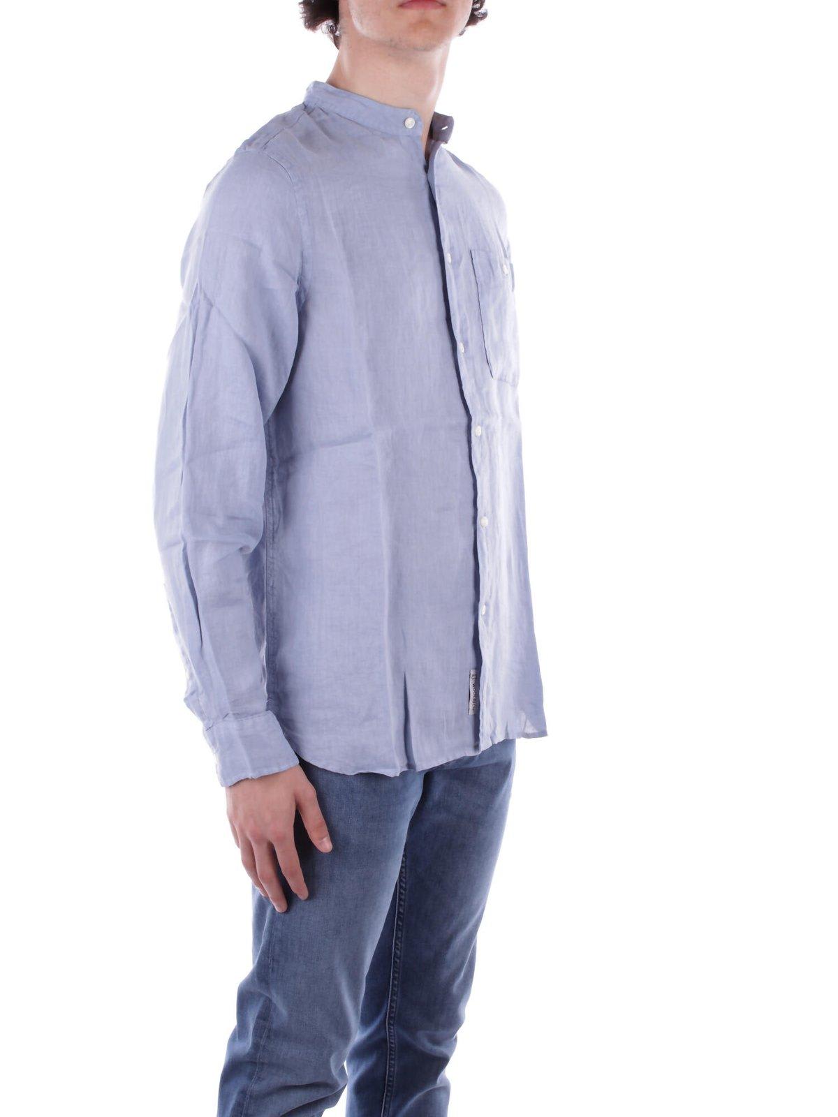 Woolrich Long-sleeved Buttoned Shirt In Blue