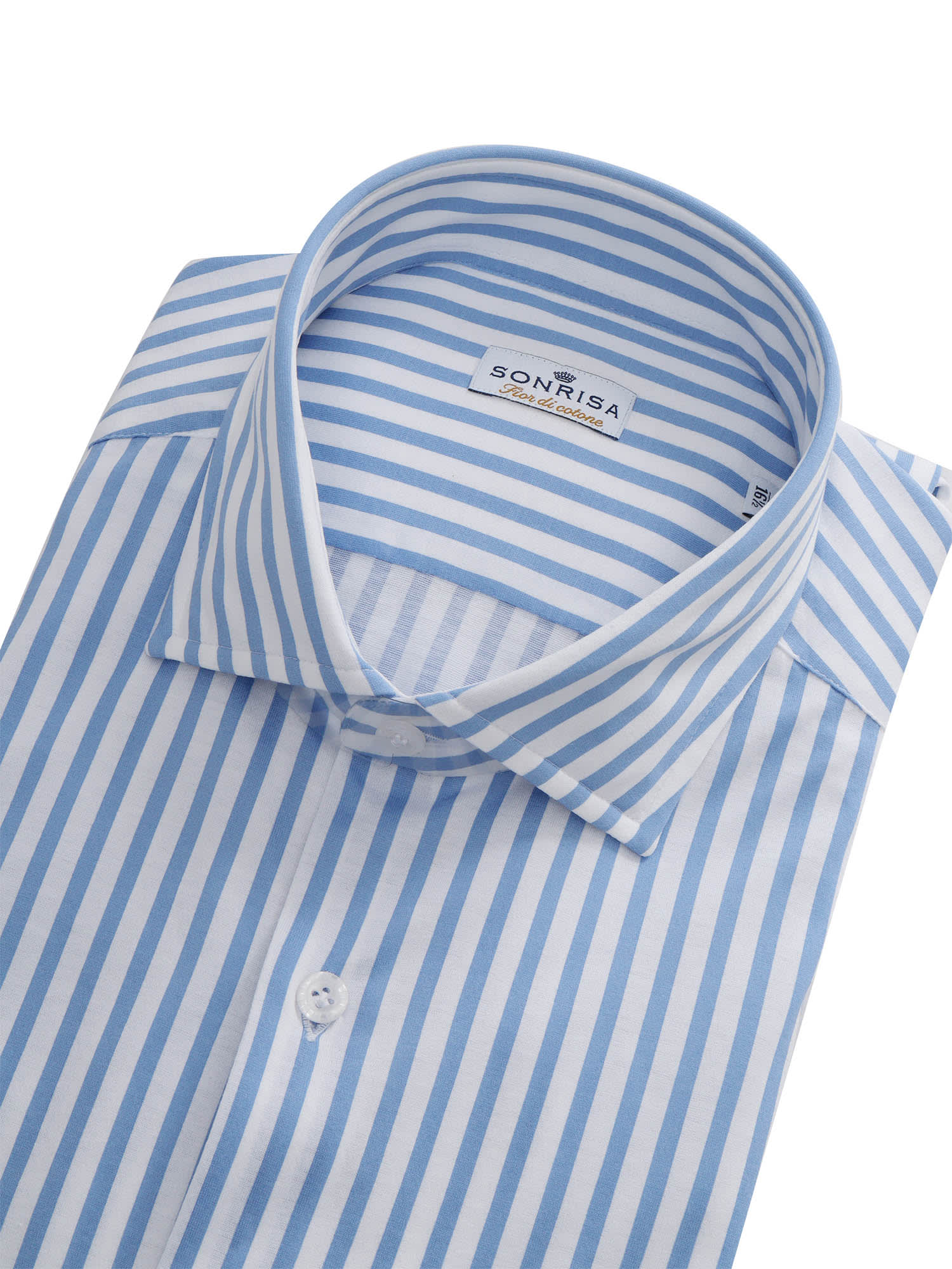 Sonrisa Striped Cotton Jersey Shirt / White & Light Blue