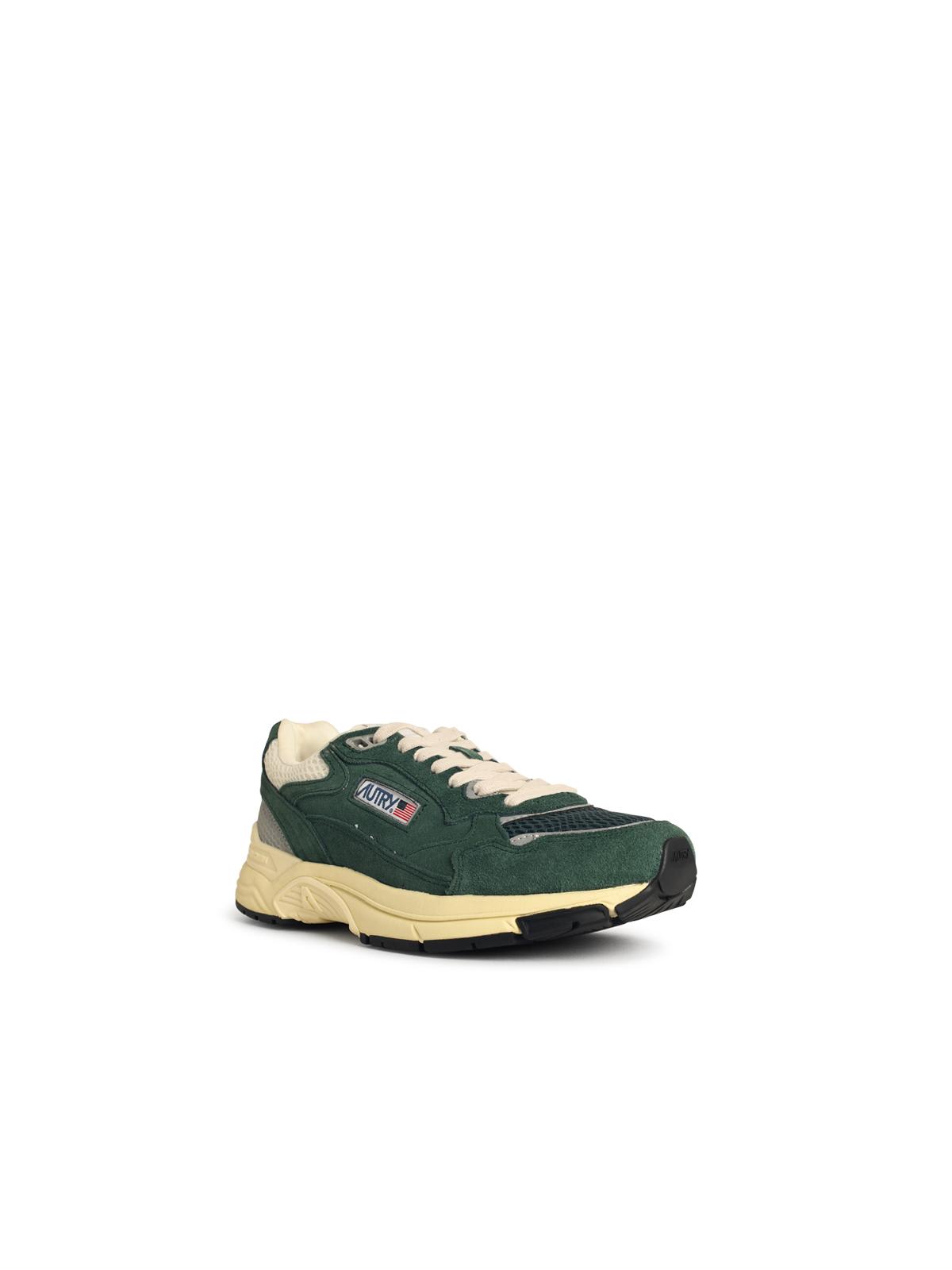 Autry Hyperway Low Malachite And Silver Mesh And Suede Sneakers In Green