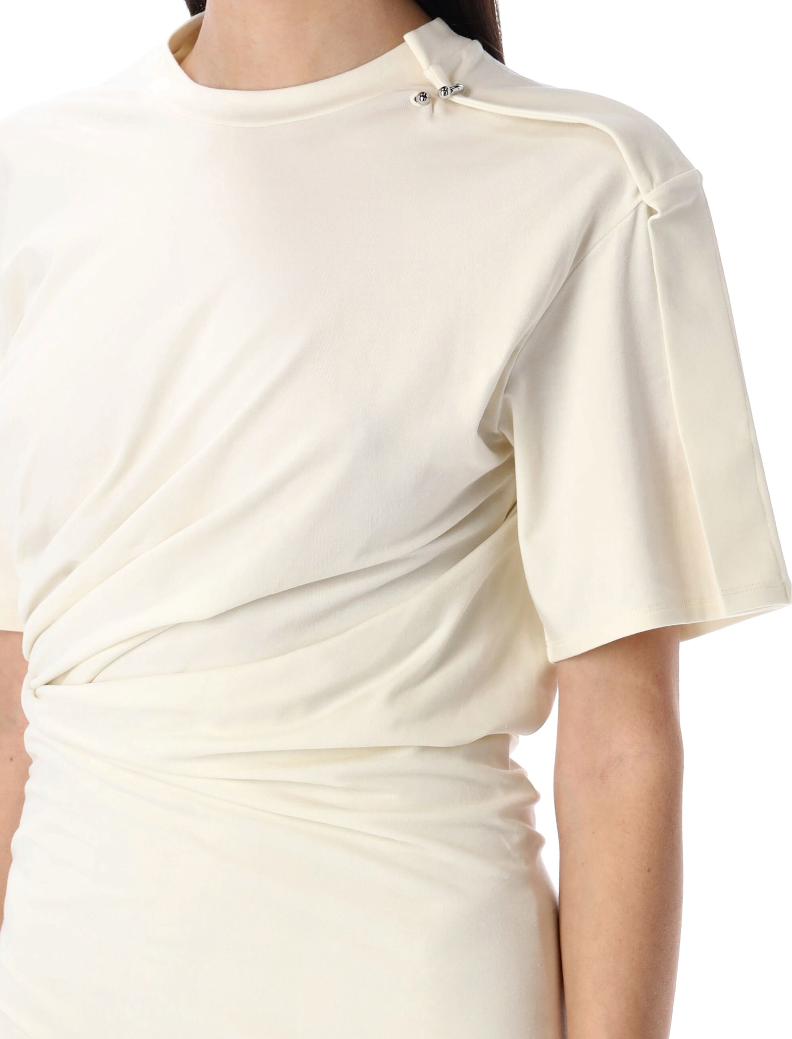 MUGLER DRAPED PIERCED DAY DRESS