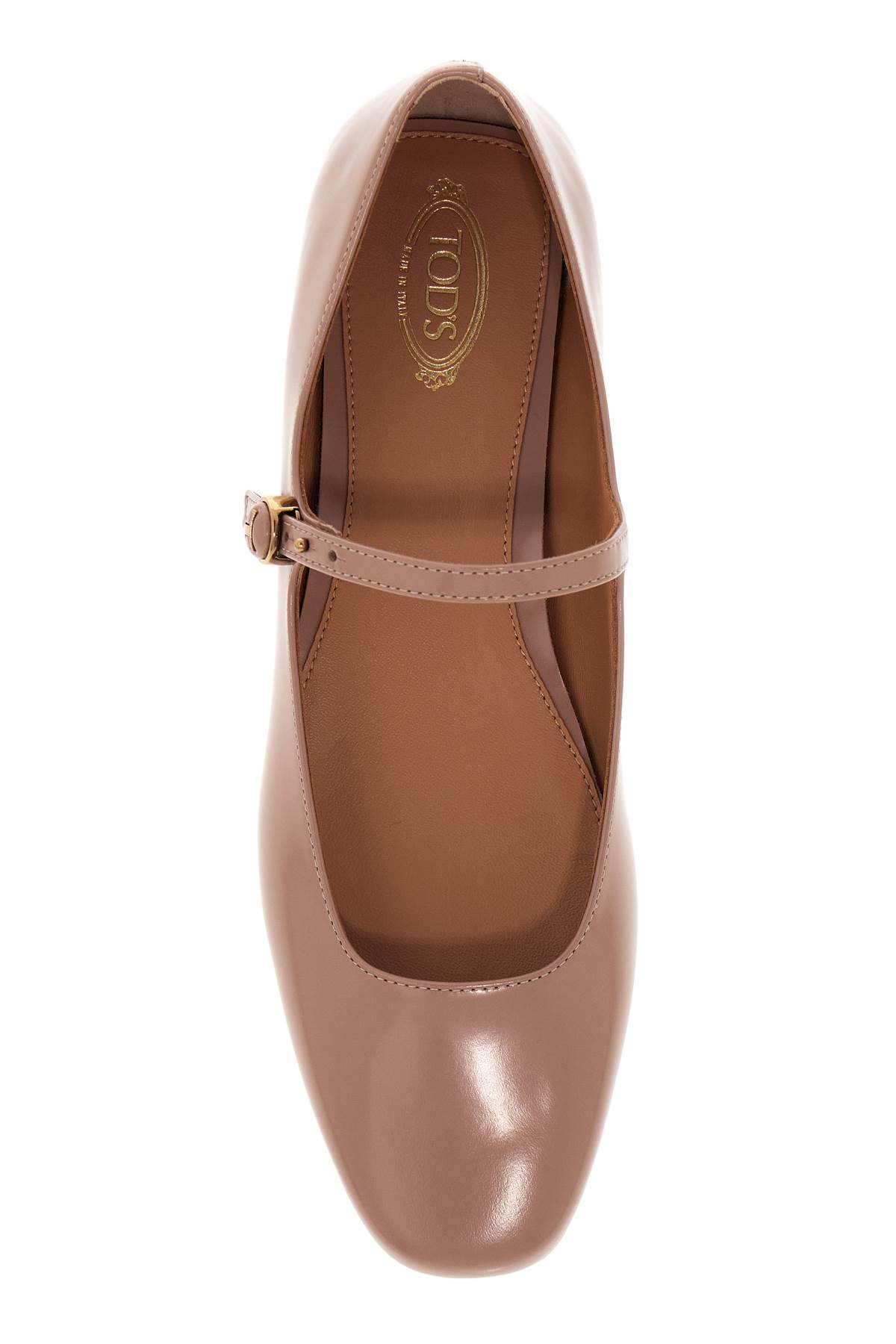 Shop Tod's Leather Ballet Flats In Rosa Granito