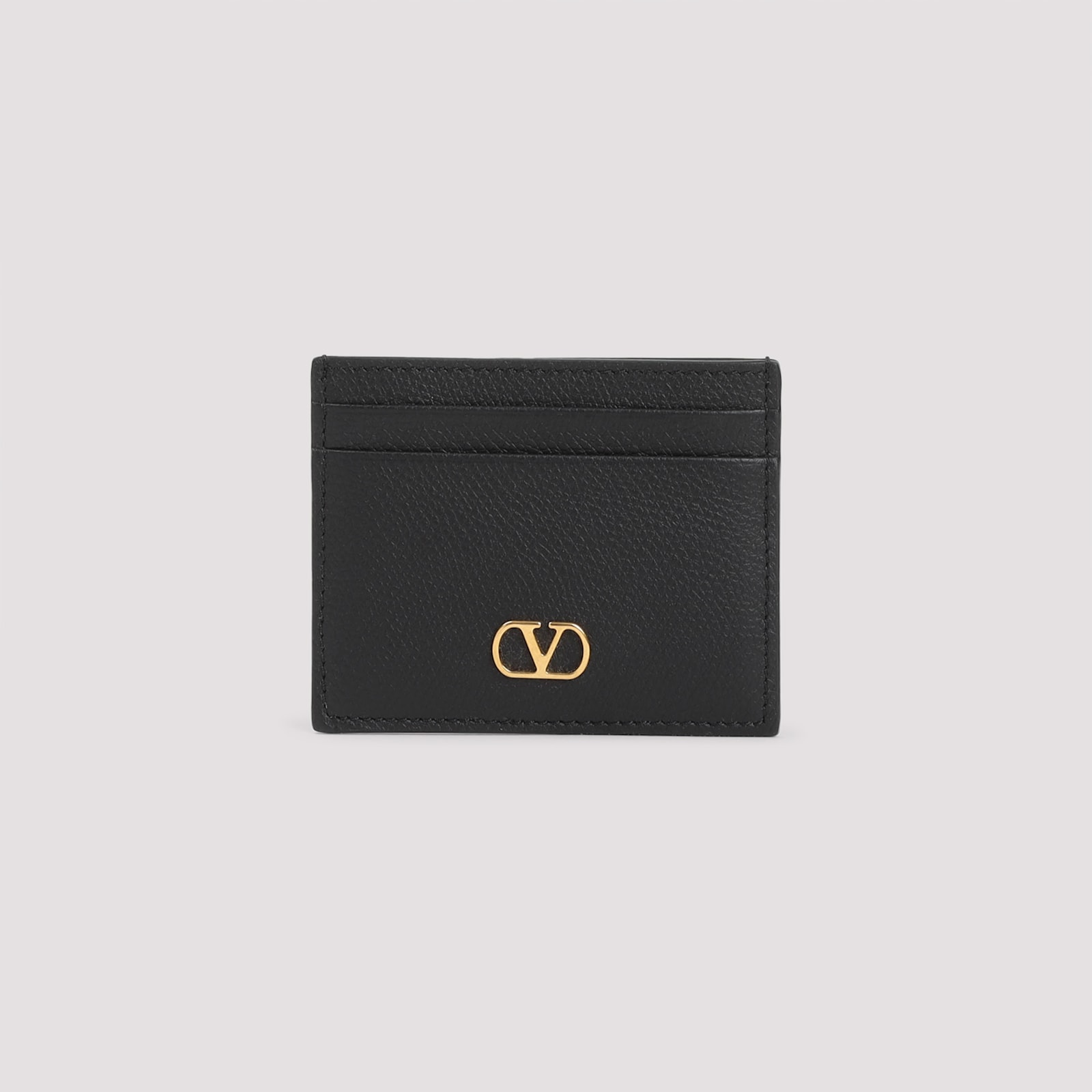 Valentino Valenitno Garavani Signature V-logo Card Case In Black
