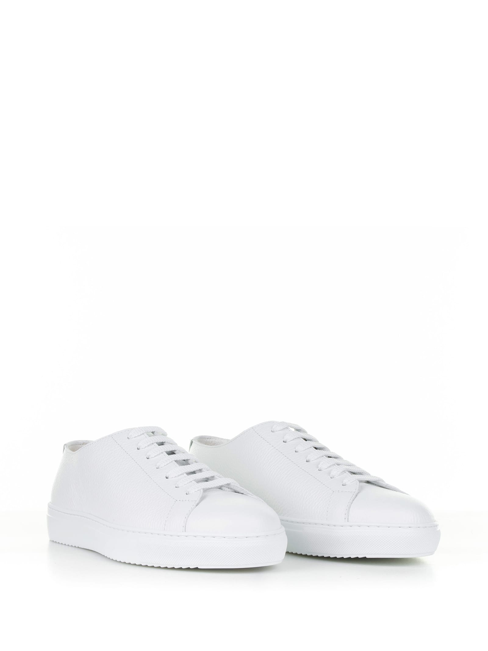 Shop Barrett White Woven Leather Sneaker In Bianco