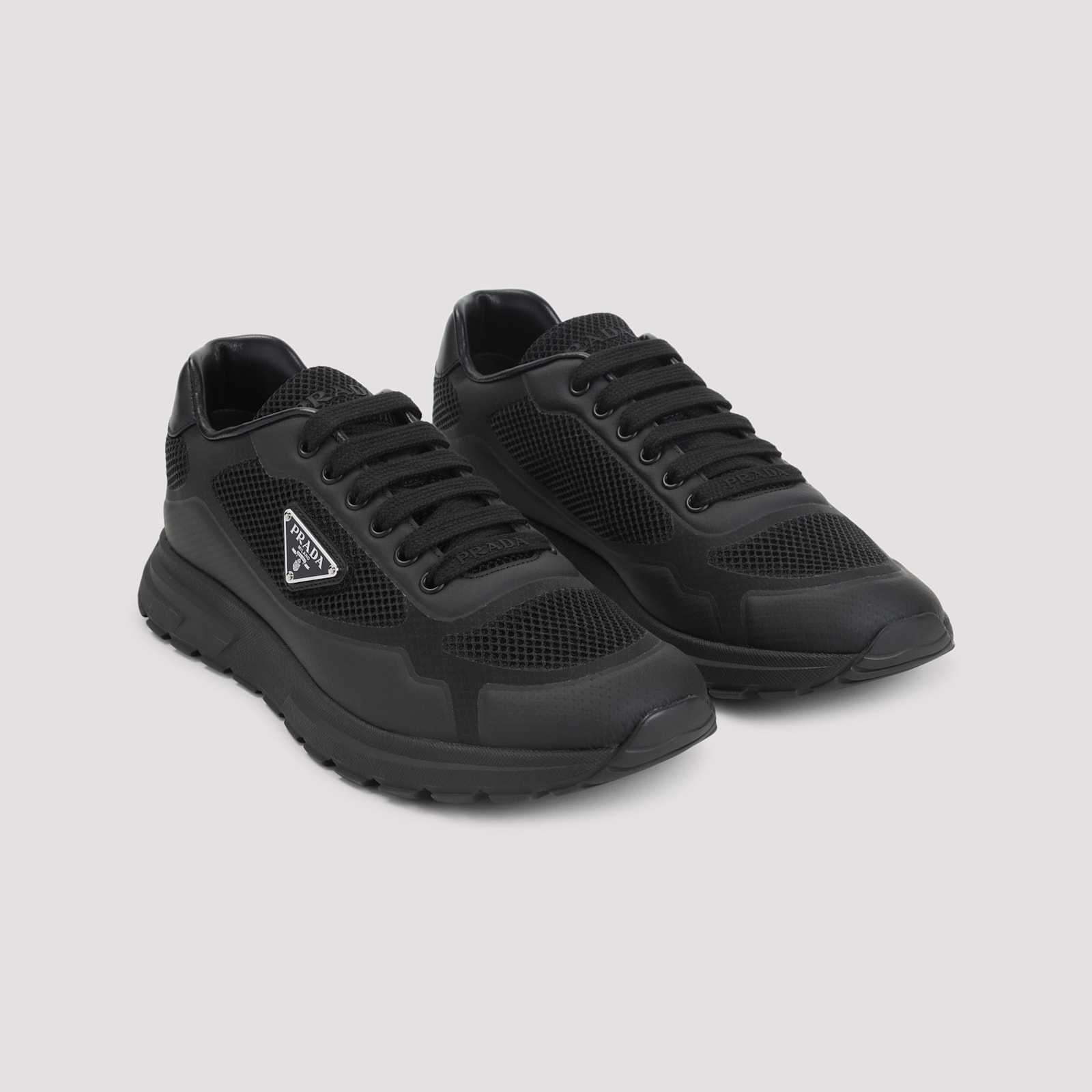 Prada Sneakers Prax 2.0 In Black Fabric And Mesh Men In Black