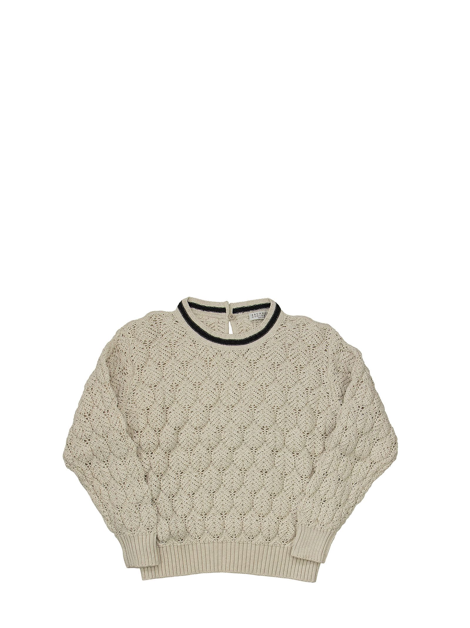 Brunello Cucinelli Cotton Lace-effect Sweater With Monili