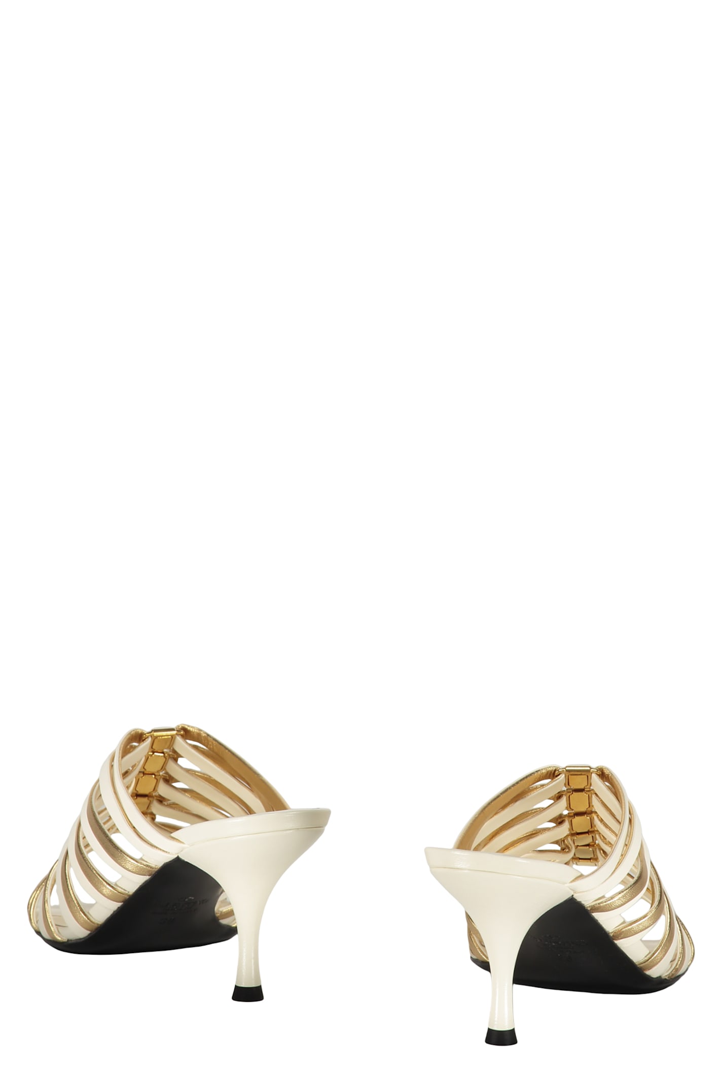 Valentino Rockstud Strappy Leather Mule In Ivory