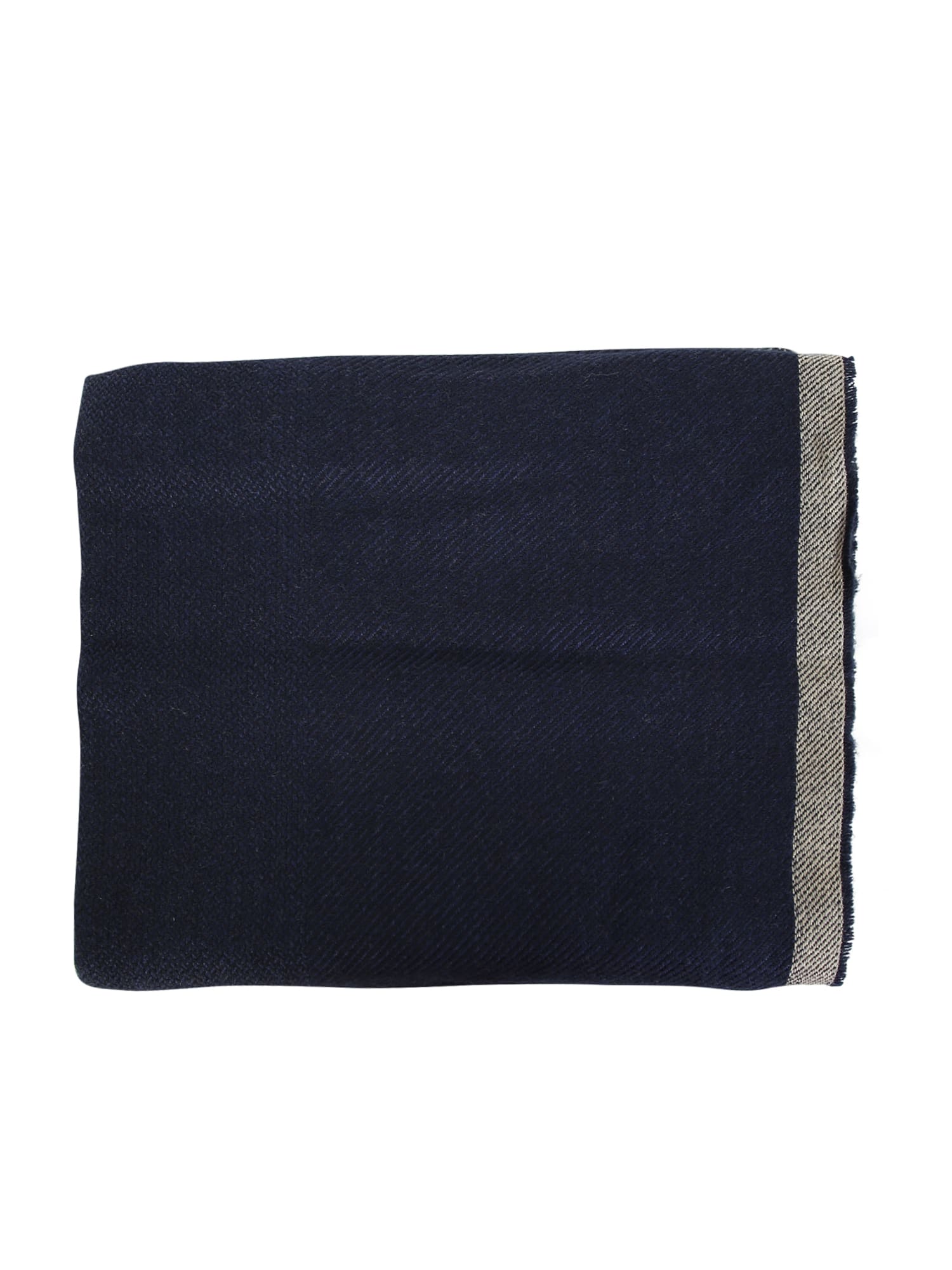 Shop Brunello Cucinelli Blue And Brown Cashmere Blend Scarf