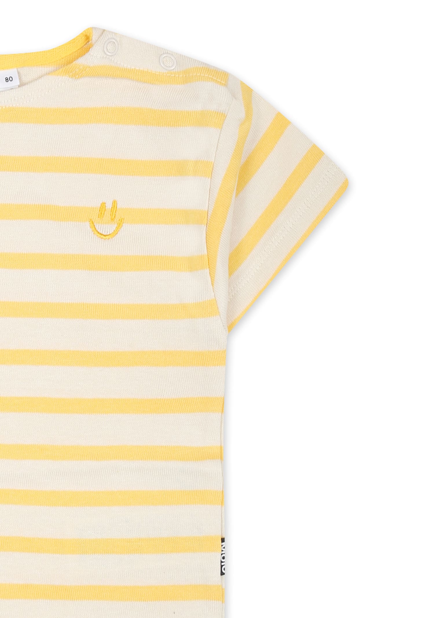 Molo Ivory T-shirt For Babykids With Smiley In Ivory