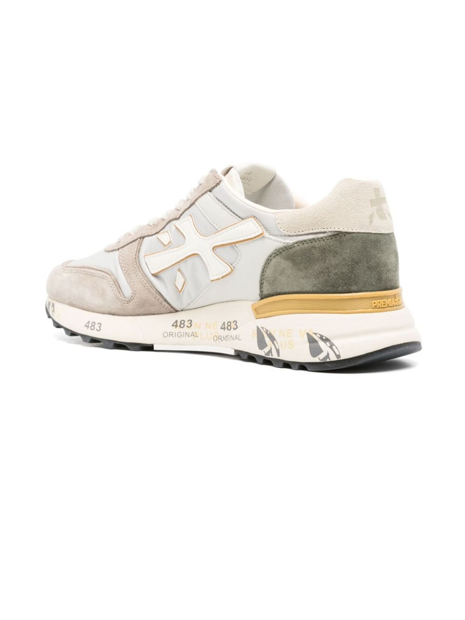 Shop Premiata Beige Calf Leather Mick Sneakers