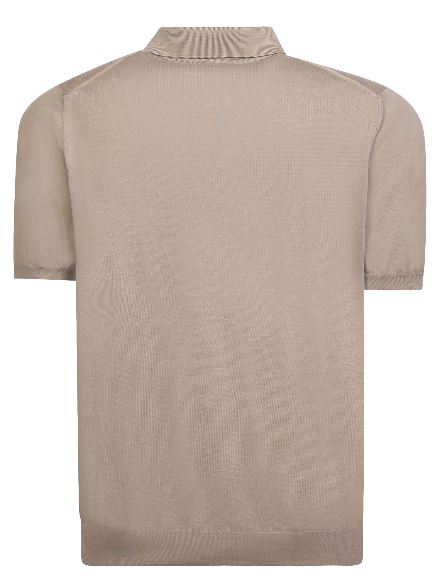 Shop Kiton Zip-up Brown Polo Shirt In Beige