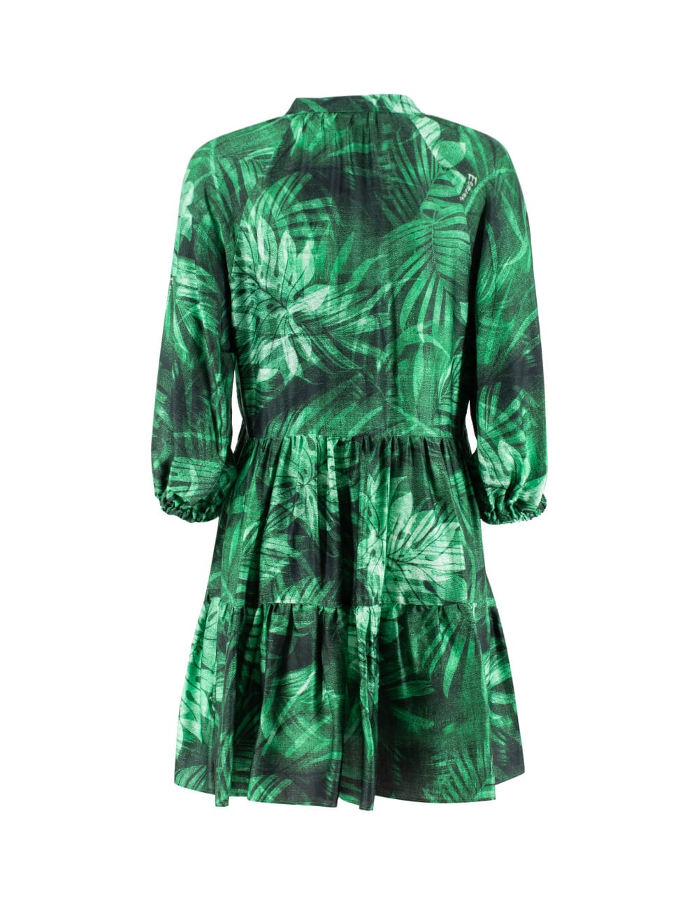 Shop Ermanno Firenze Dress In Green /black/off Wh