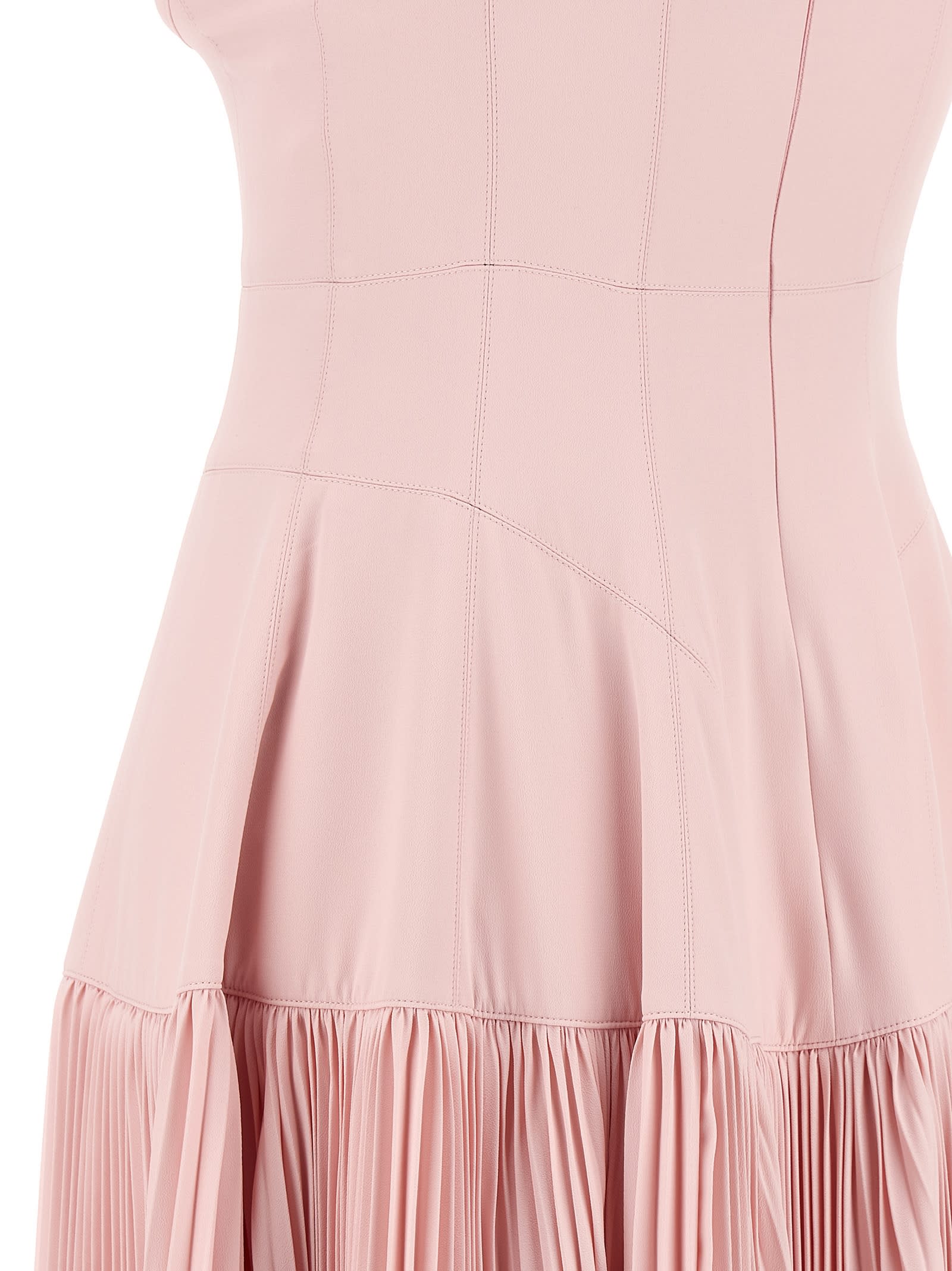 Giovanni Bedin Pleated-skirt Square-neck Maxidress In Pink