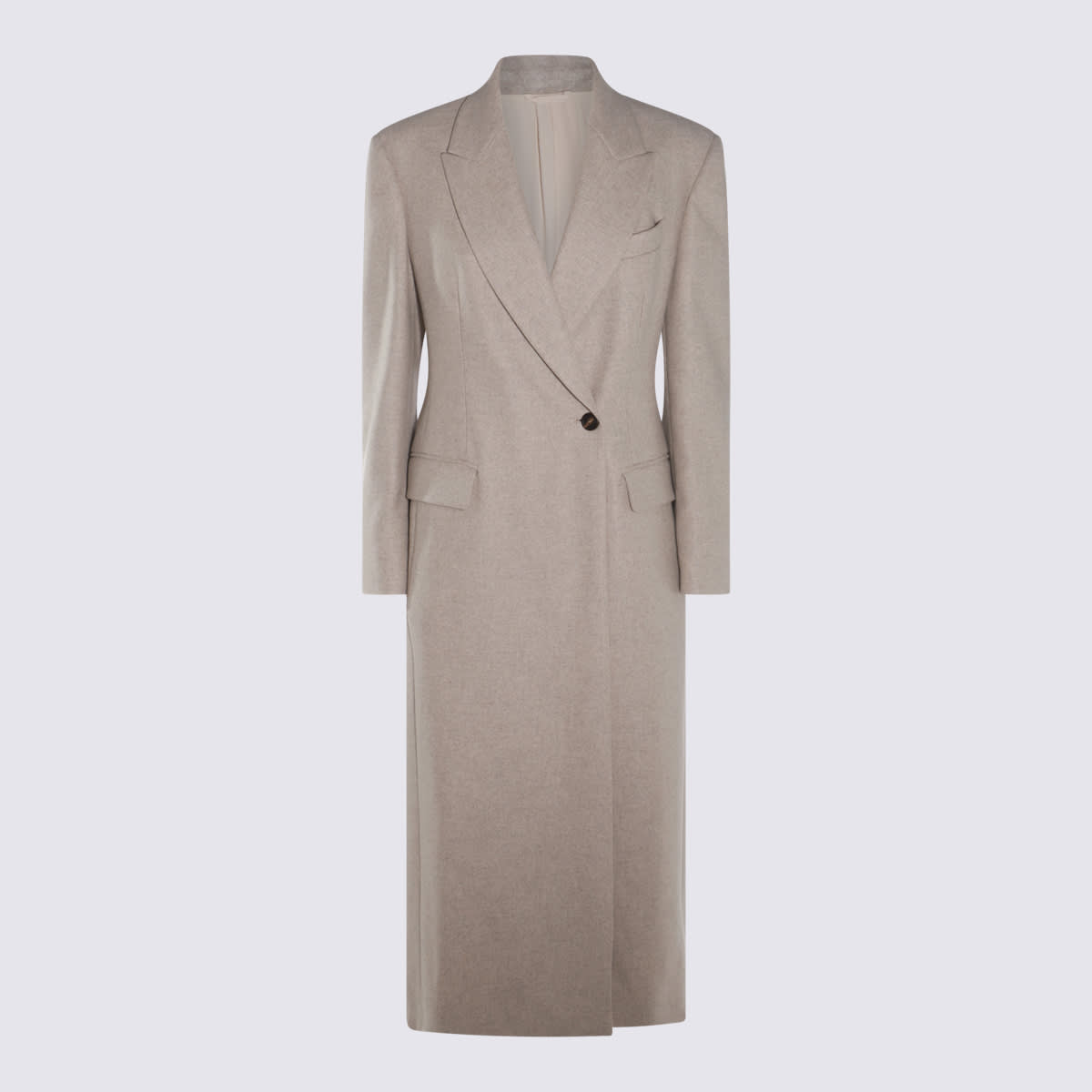 Shop Brunello Cucinelli Grey Wool Coat