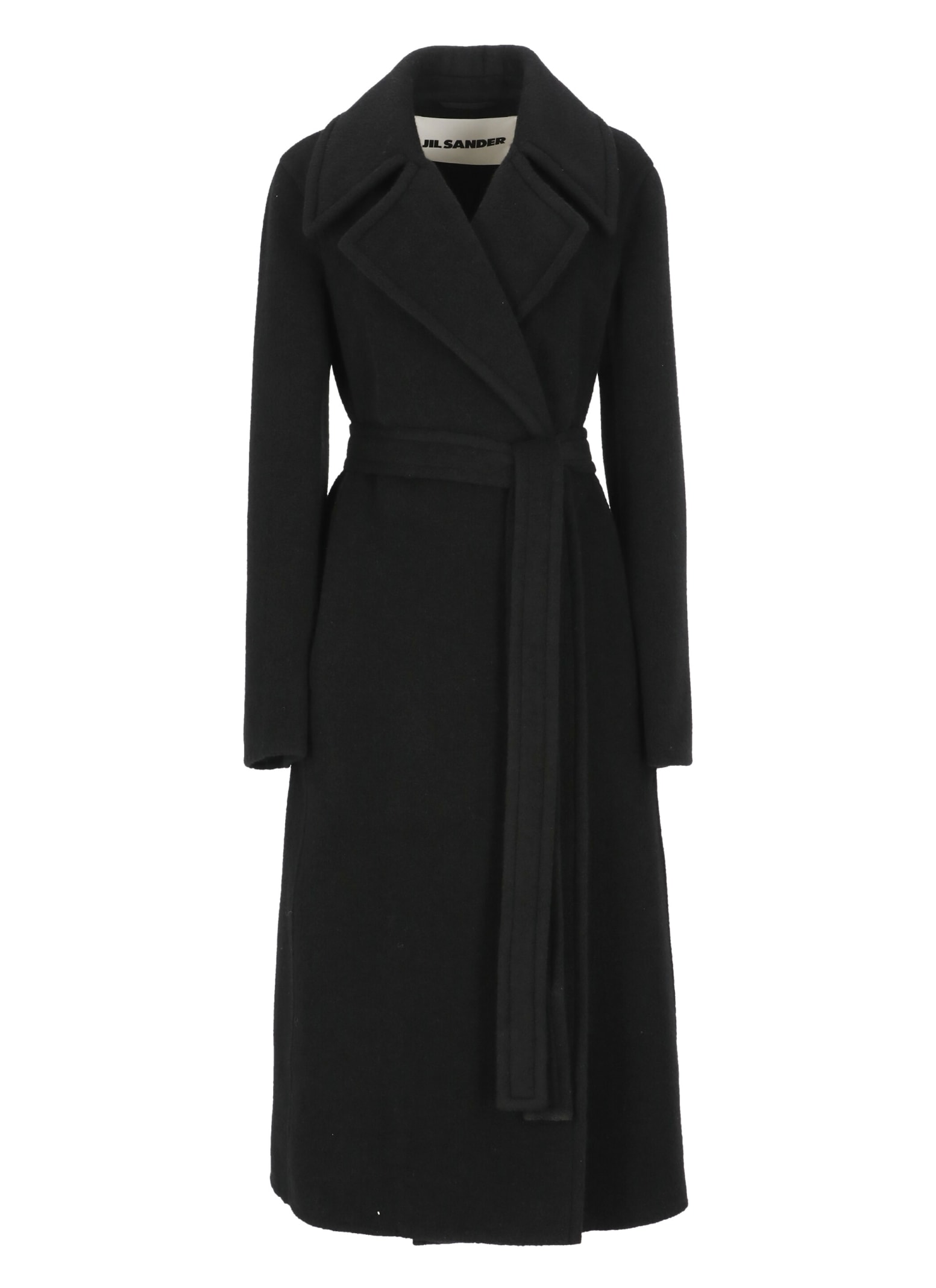 Shop Jil Sander Lama Coat In Black