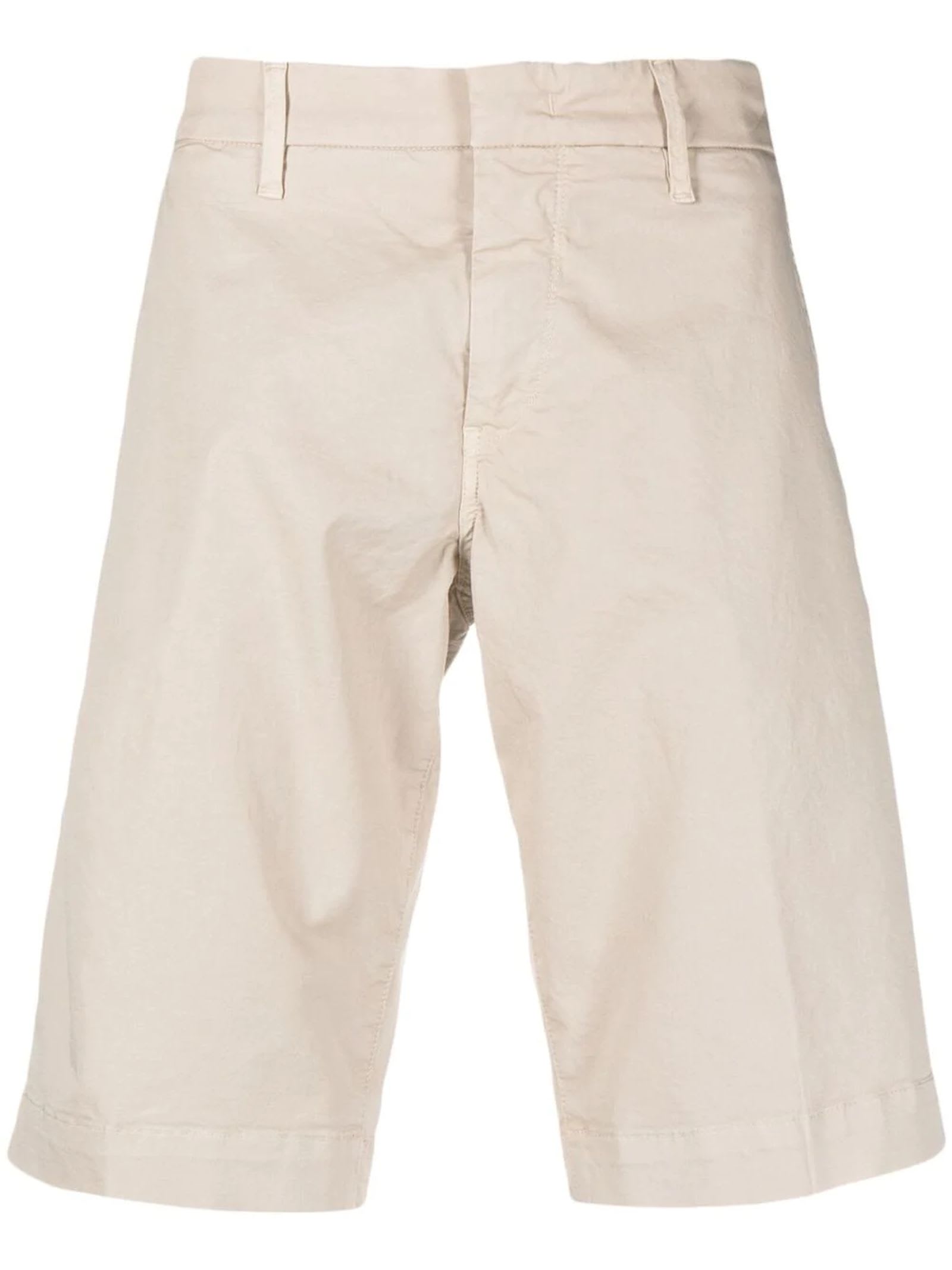 Light Beige Stretch-cotton Bermuda Shorts
