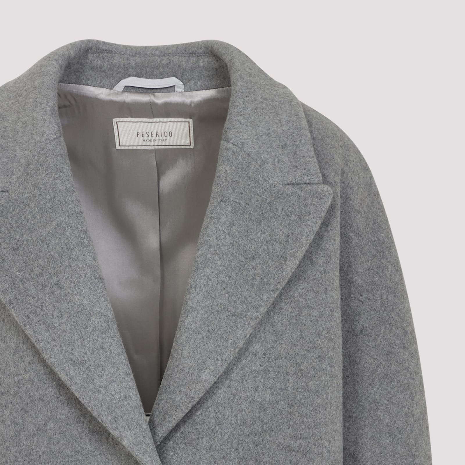 Peserico Mid-length Grey Coat With Notched Lapel In Gray