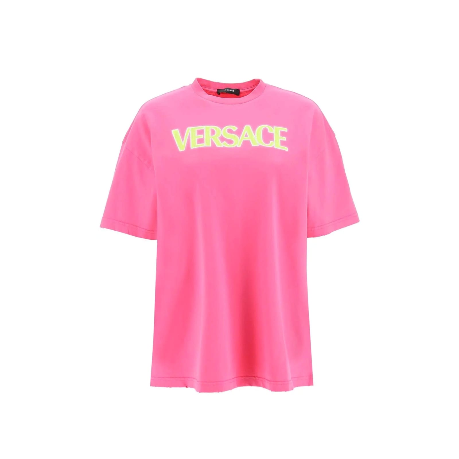 Shop Versace Cotton Logo Top In Pink