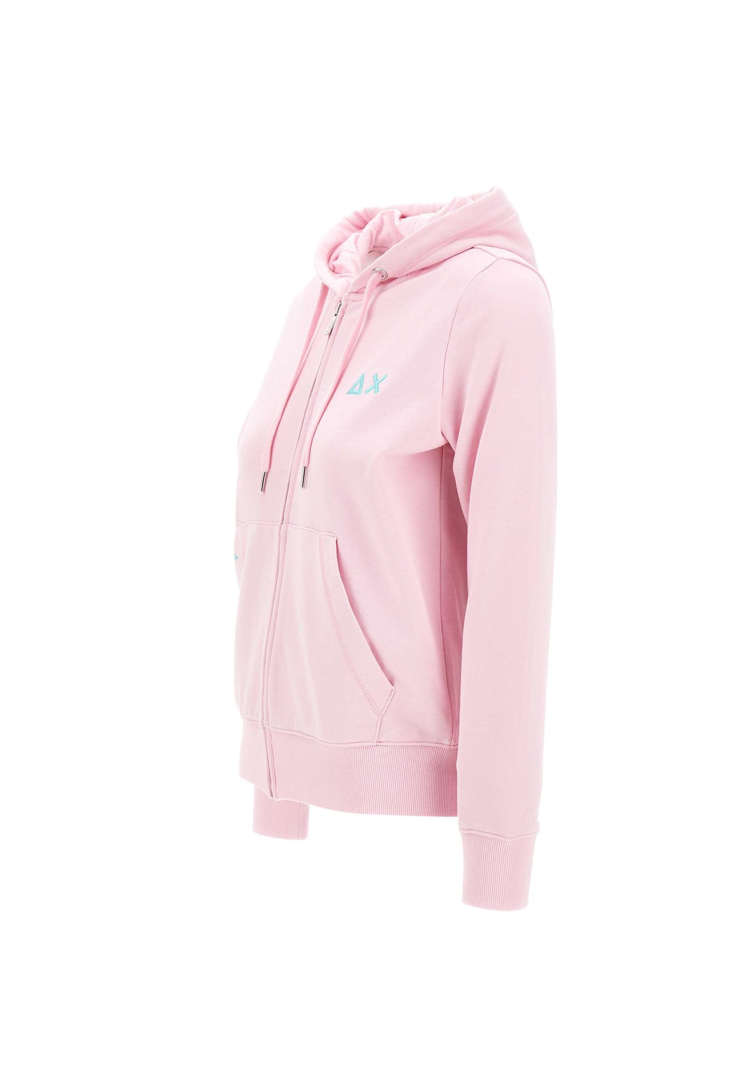 Shop Sun 68 Hood Zip Cotton Sweatshirt In Pink