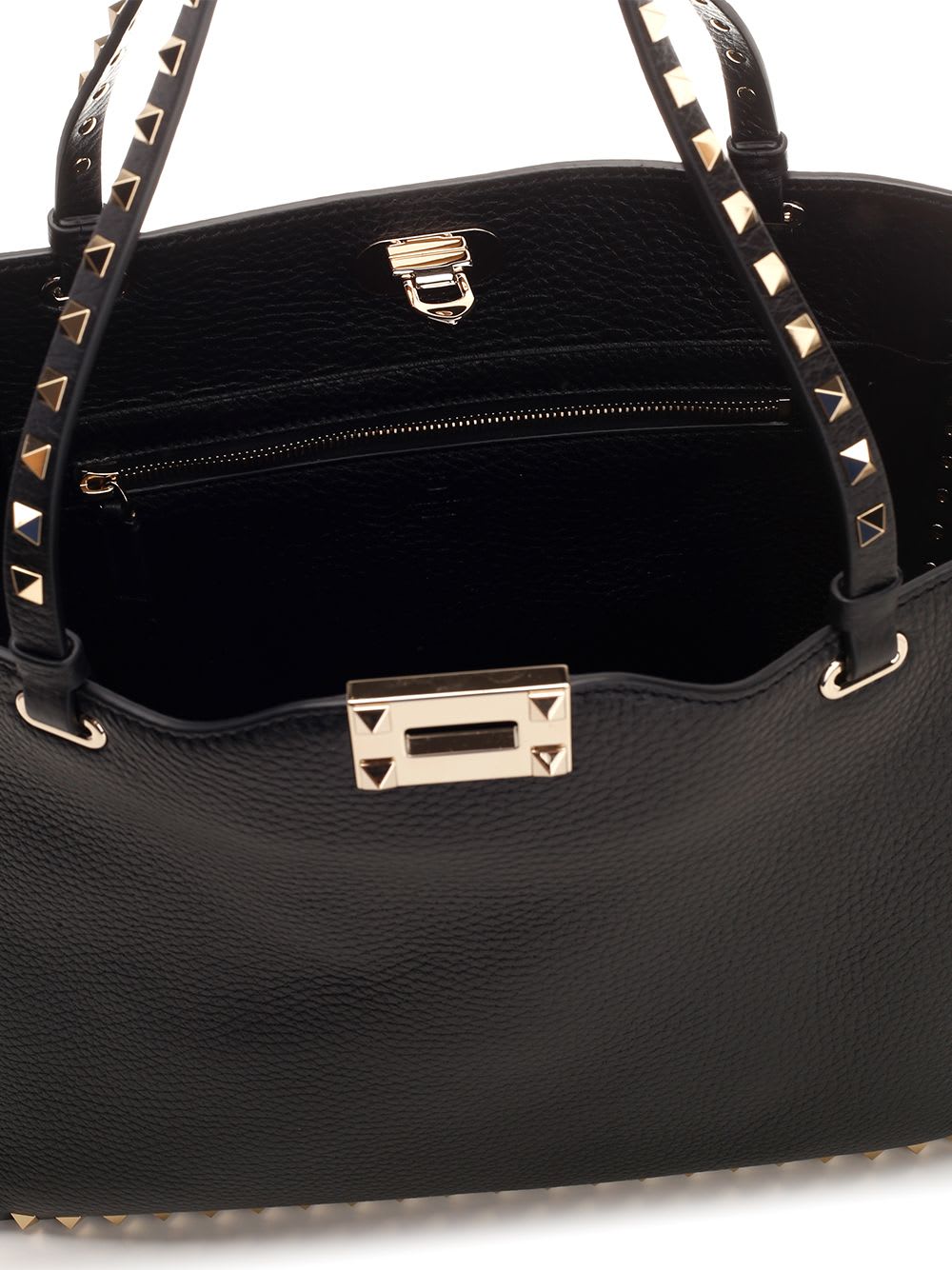 Shop Valentino Rockstud Medium Shopping Bag In Black