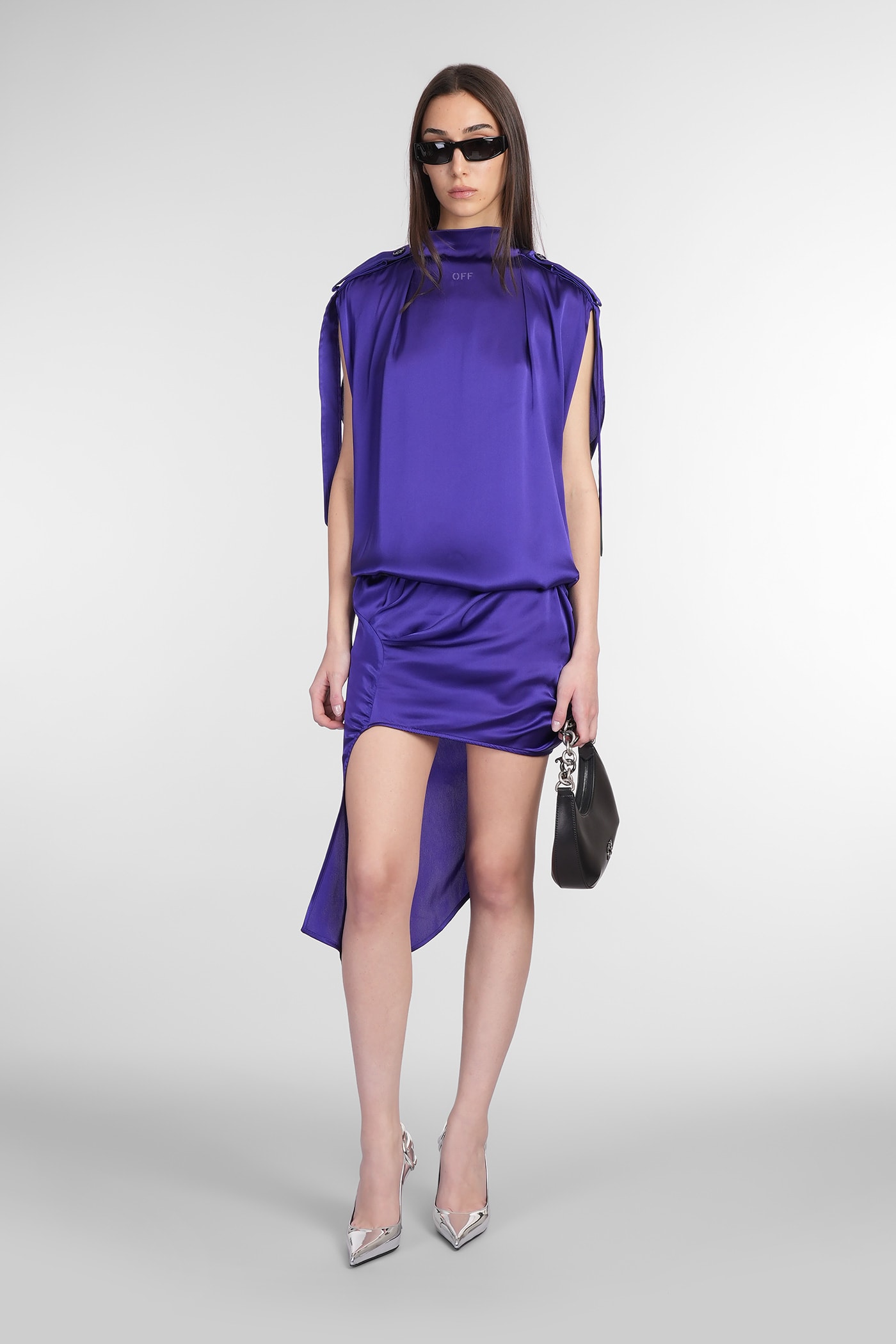 Off-white Dress In Viola Acetate In Viola