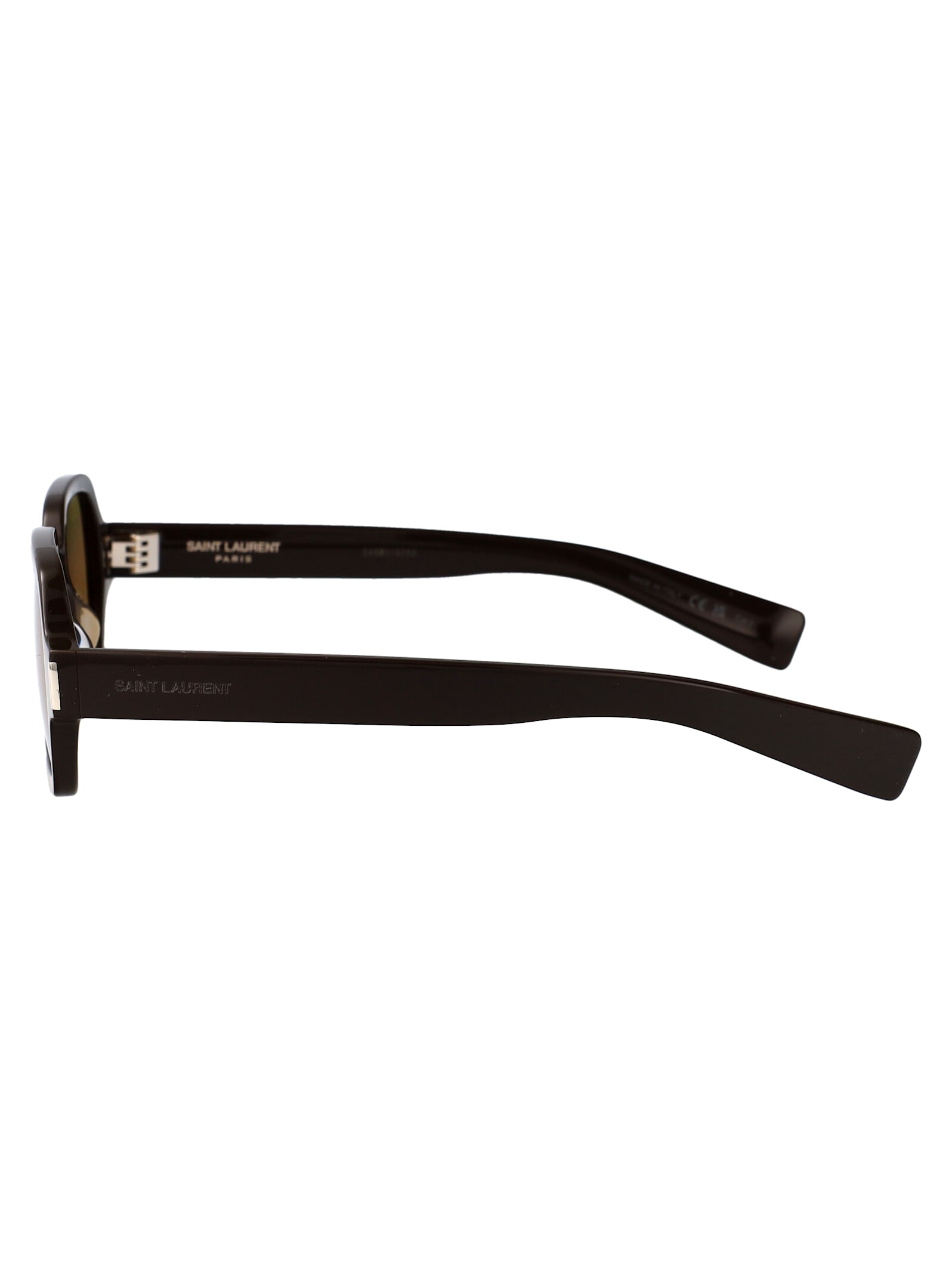 Saint Laurent Brown-brown-brown Acetate Sunglasses In Brown