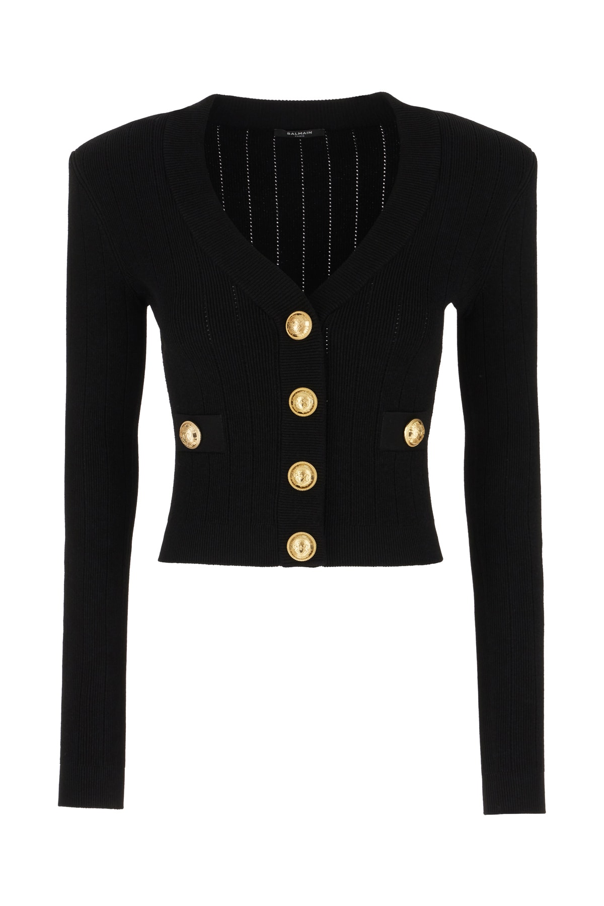 Shop Balmain Black Viscose Blend Cardigan In Noir