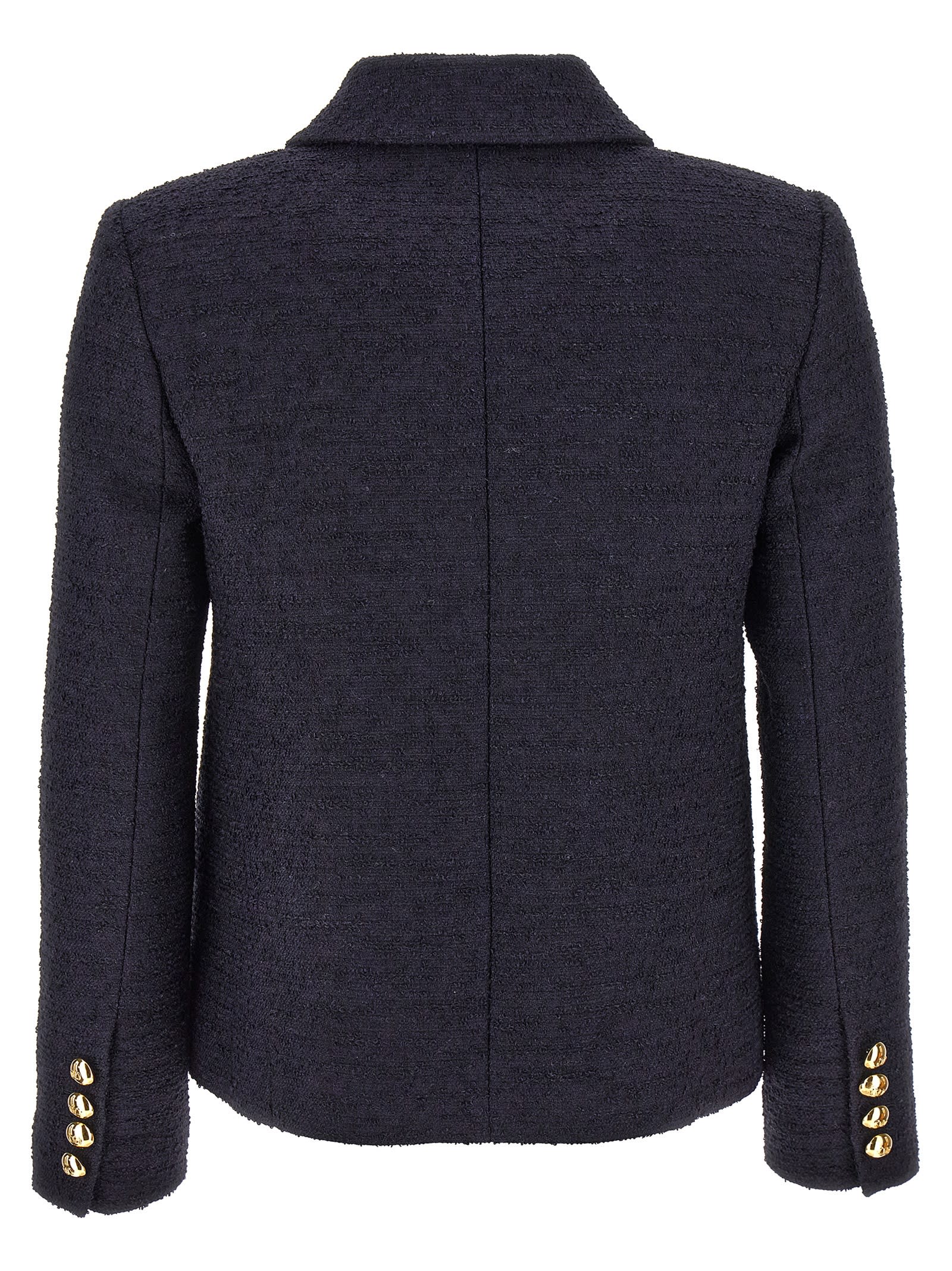 Shop Valentino Tweed Crop Jacket In Blue