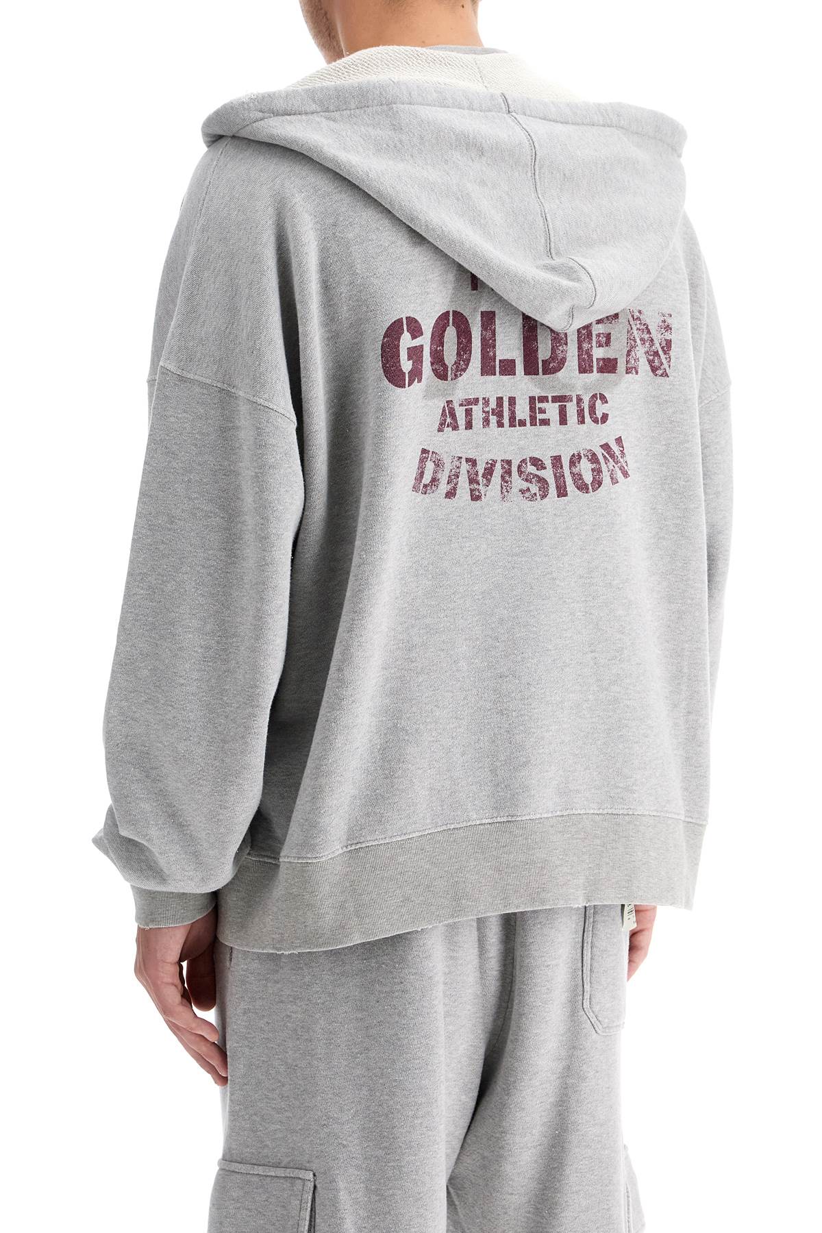 Shop Golden Goose Printed Hoodie With Hood In Alluminium Melange Gray (grey)